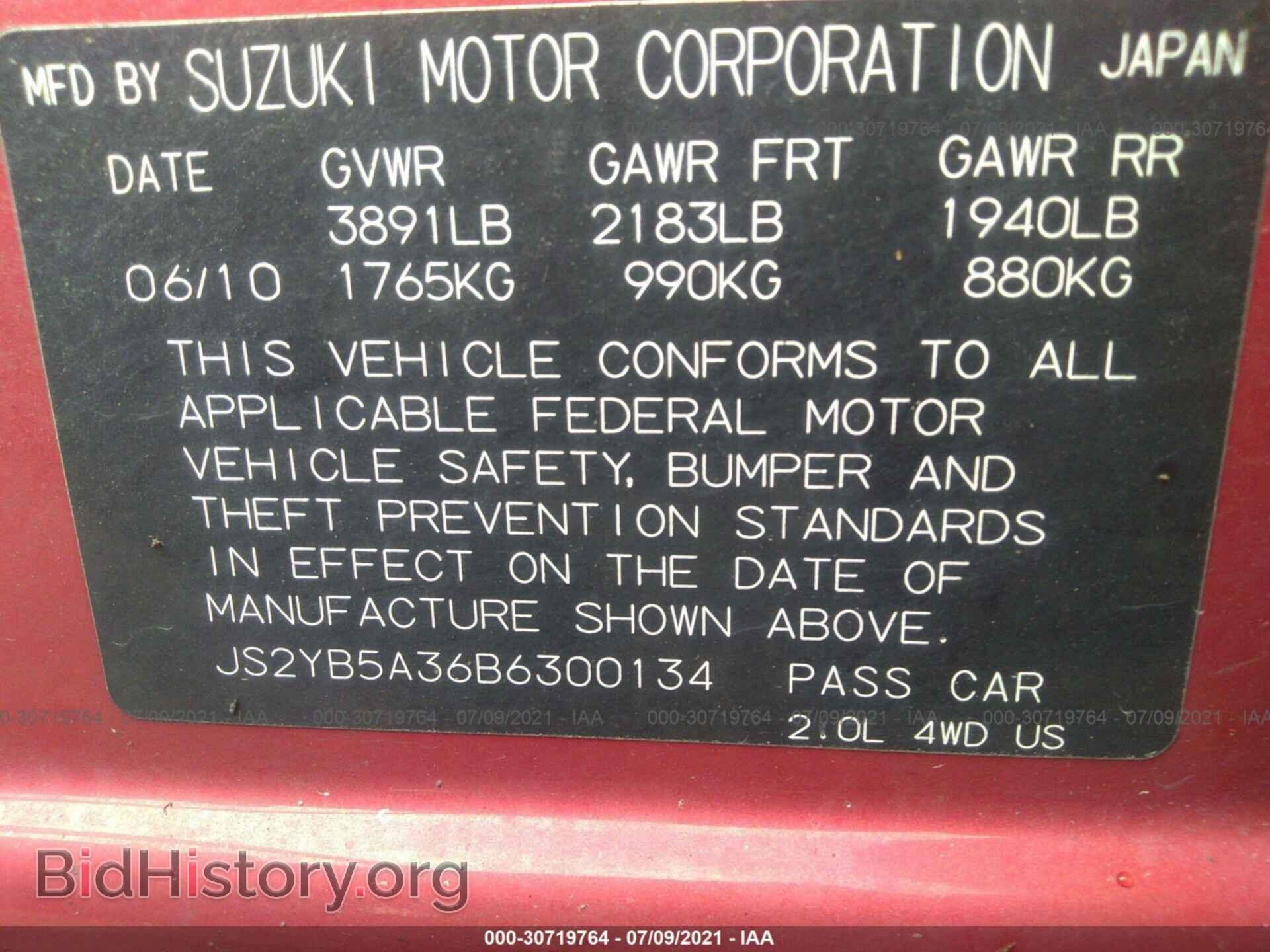 2011 SUZUKI SX4 - VIN: JS2YB5A36B6300134 - Photo 9