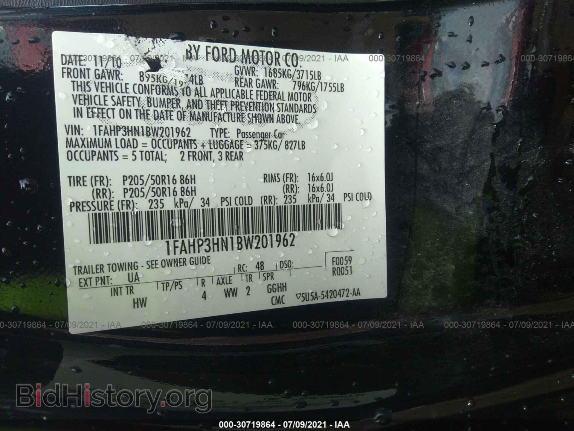 2011 FORD FOCUS - VIN: 1FAHP3HN1BW201962 - Фото 9