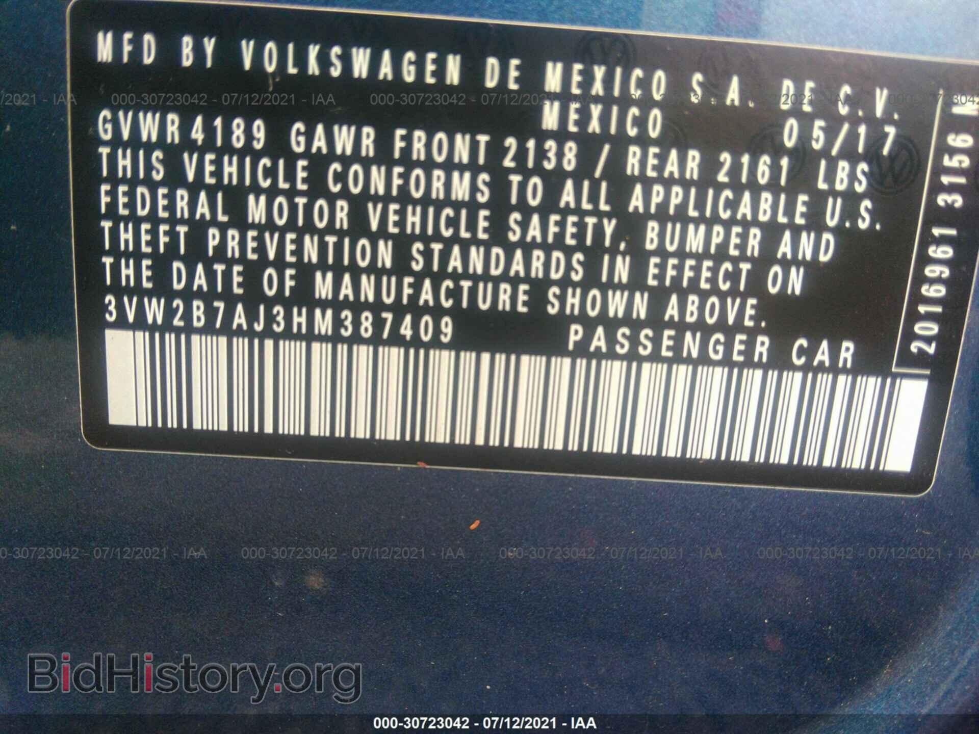 2017 VOLKSWAGEN JETTA - VIN: 3VW2B7AJ3HM387409 - Фото 9
