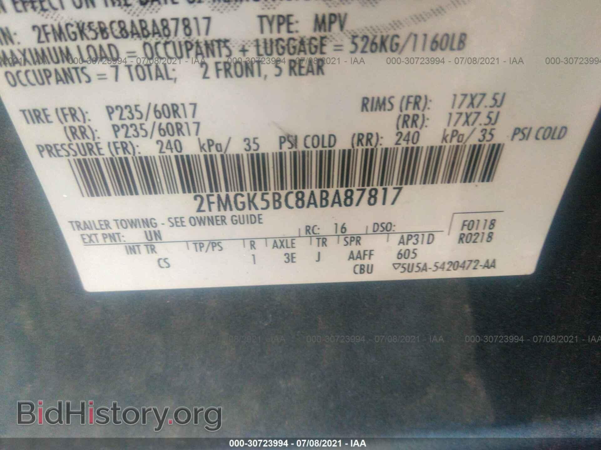 2010 FORD FLEX - VIN: 2FMGK5BC8ABA87817 - Фото 9