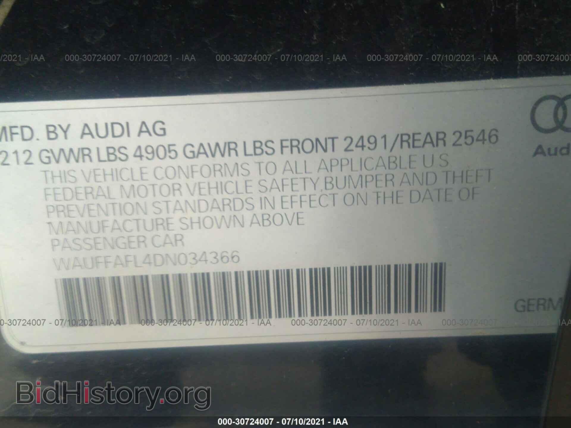 2013 AUDI A4 - VIN: WAUFFAFL4DN034366 - Фото 9