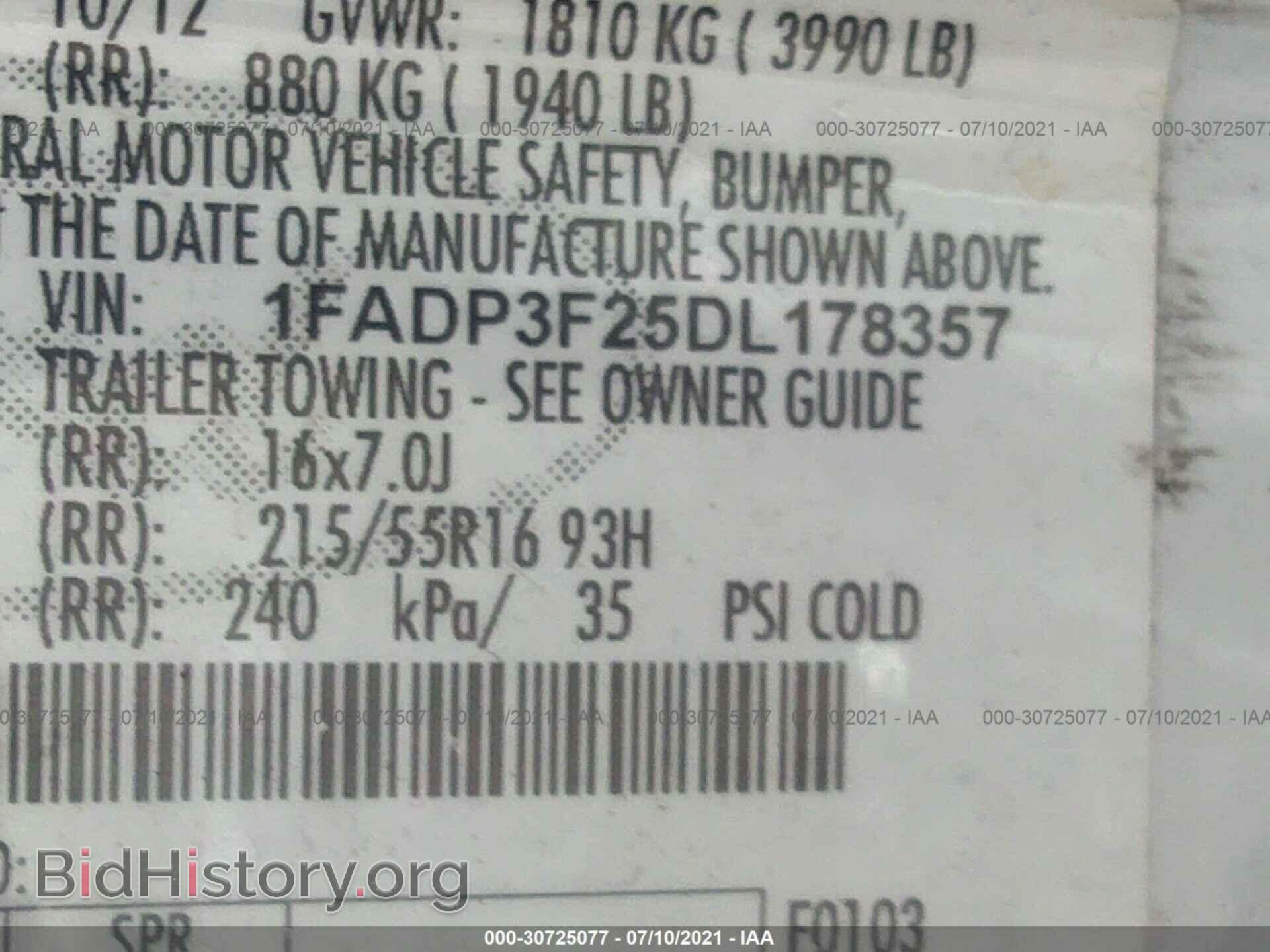 2013 FORD FOCUS - VIN: 1FADP3F25DL178357 - Фото 9