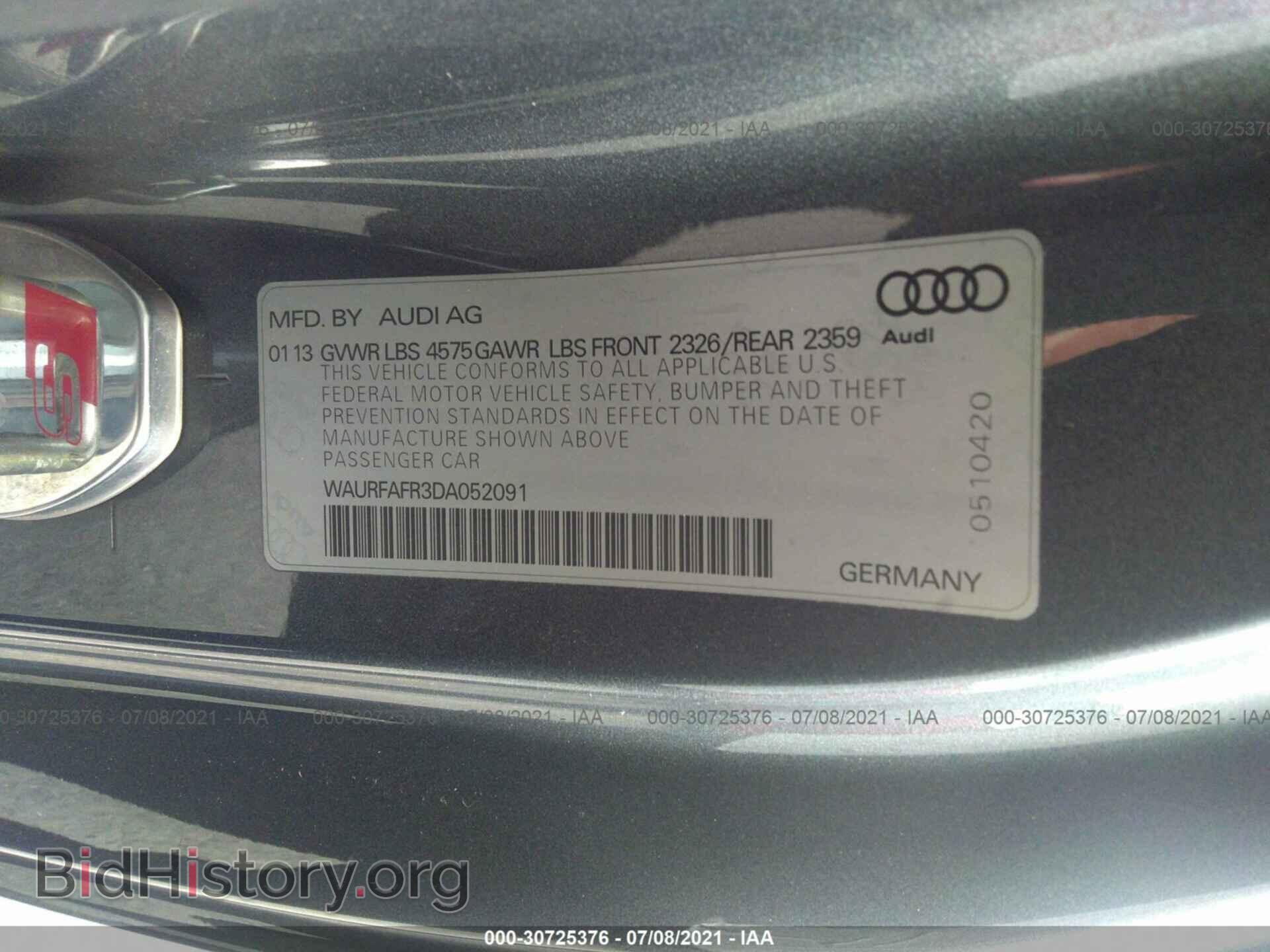 2013 AUDI A5 - VIN: WAURFAFR3DA052091 - Фото 9