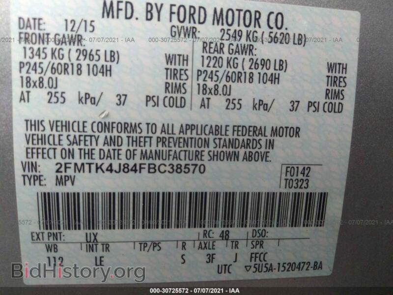 2015 Ford EDGE (VIN 2FMTK4J84FBC38570) — photo 9 of 11