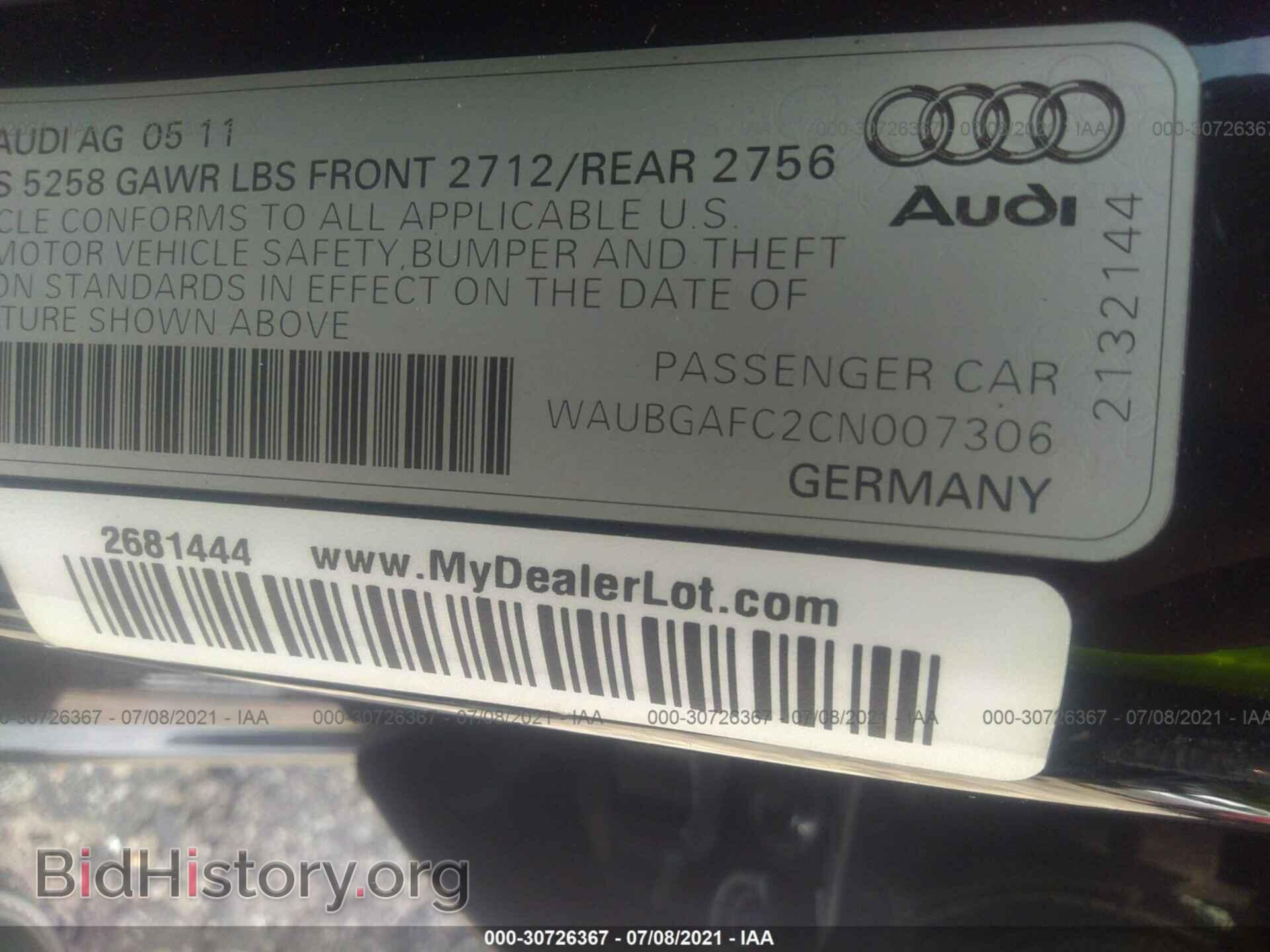 2012 AUDI A6 - VIN: WAUBGAFC2CN007306 - Photo 9
