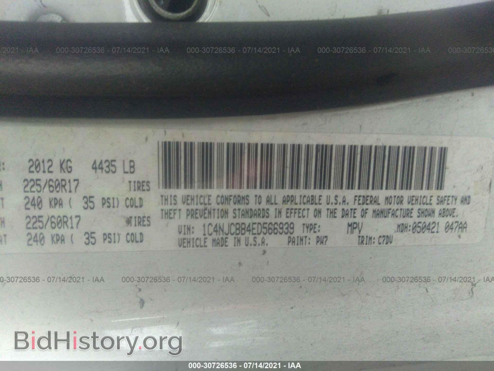 2014 JEEP COMPASS - VIN: 1C4NJCBB4ED566939 - Фото 9