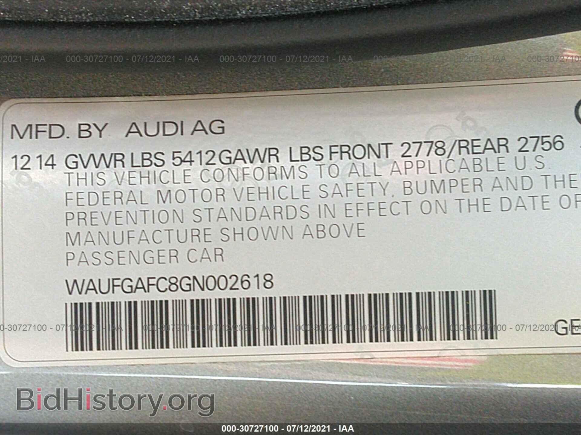 2016 AUDI A6 - VIN: WAUFGAFC8GN002618 - Фото 9