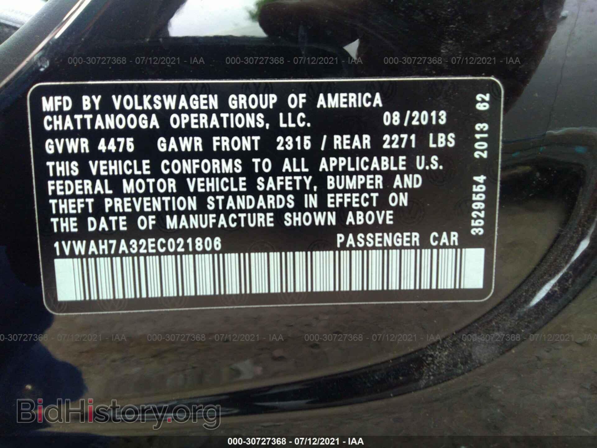 2014 VOLKSWAGEN PASSAT - VIN: 1VWAH7A32EC021806 - Фото 9