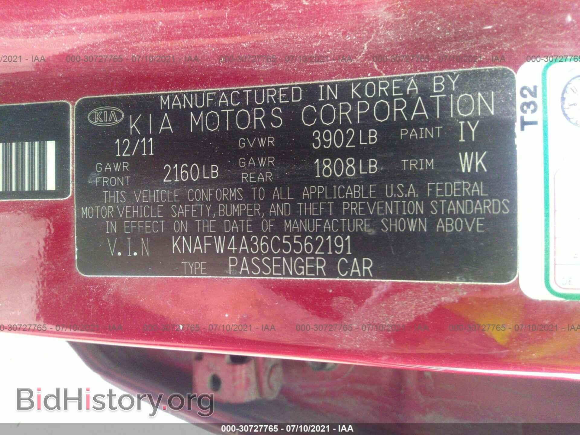 2012 KIA FORTE - VIN: KNAFW4A36C5562191 - Фото 9