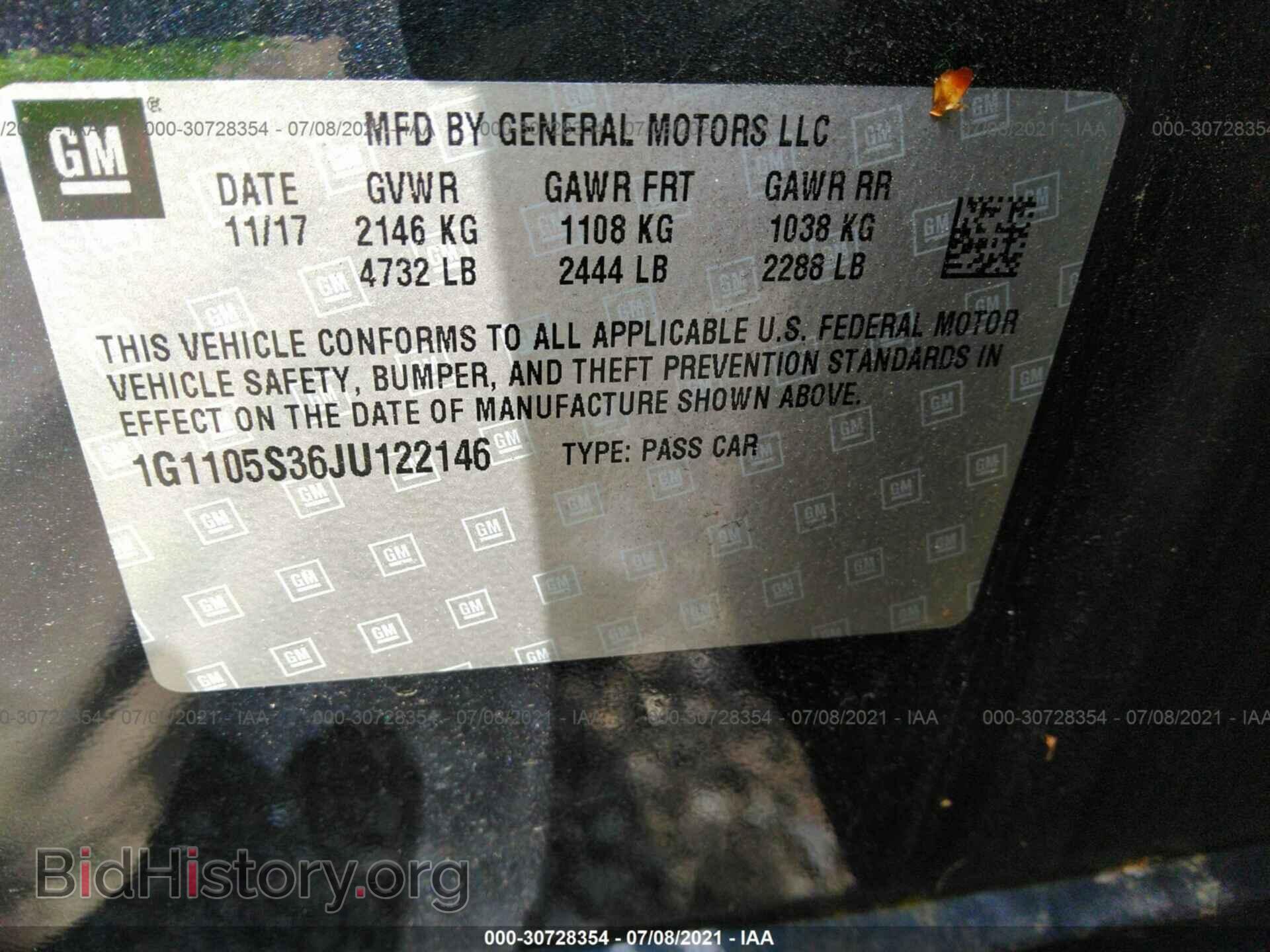 2018 CHEVROLET IMPALA - VIN: 1G1105S36JU122146 - Фото 9