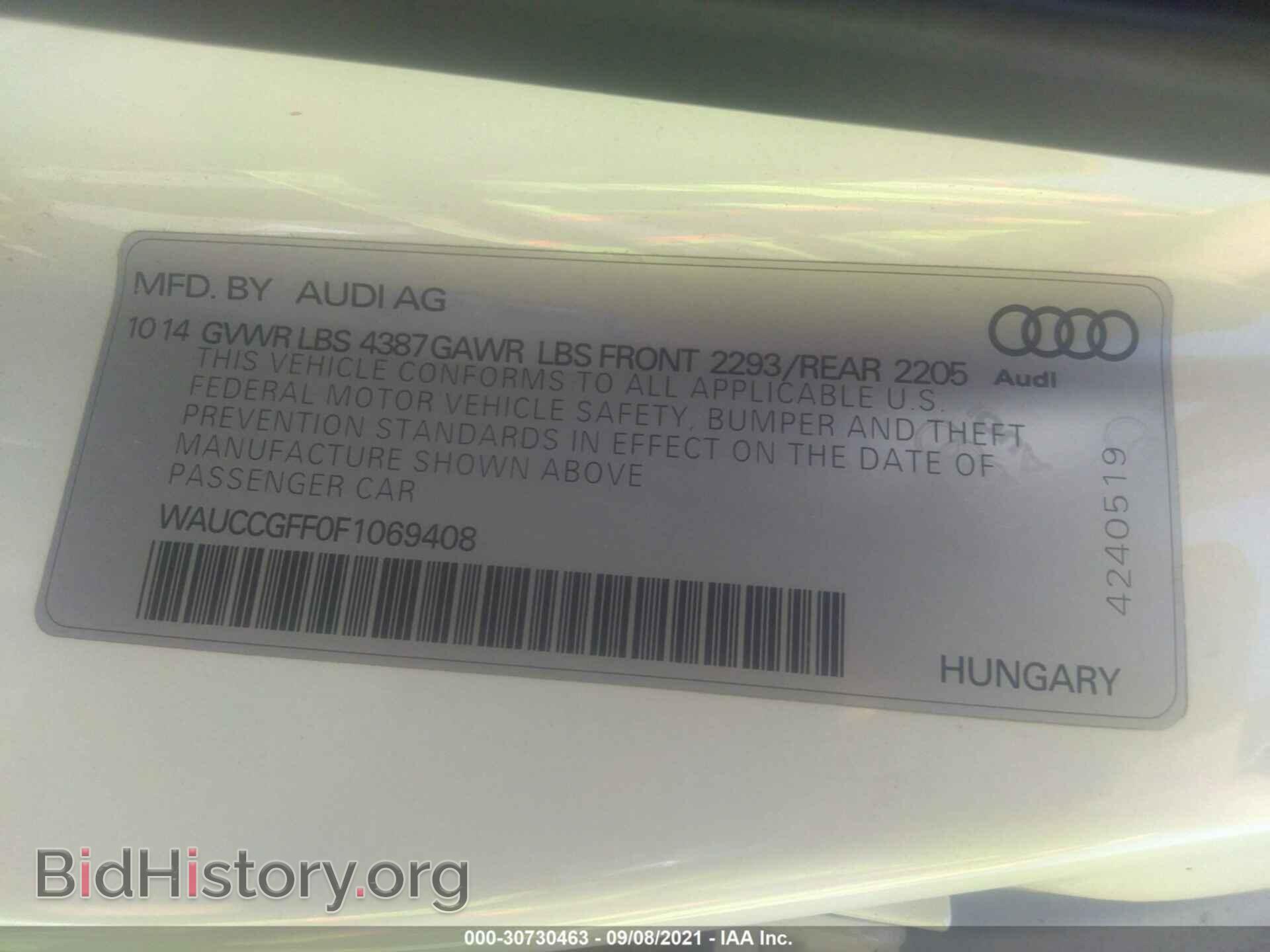 2015 AUDI A3 - VIN: WAUCCGFF0F1069408 - Фото 9