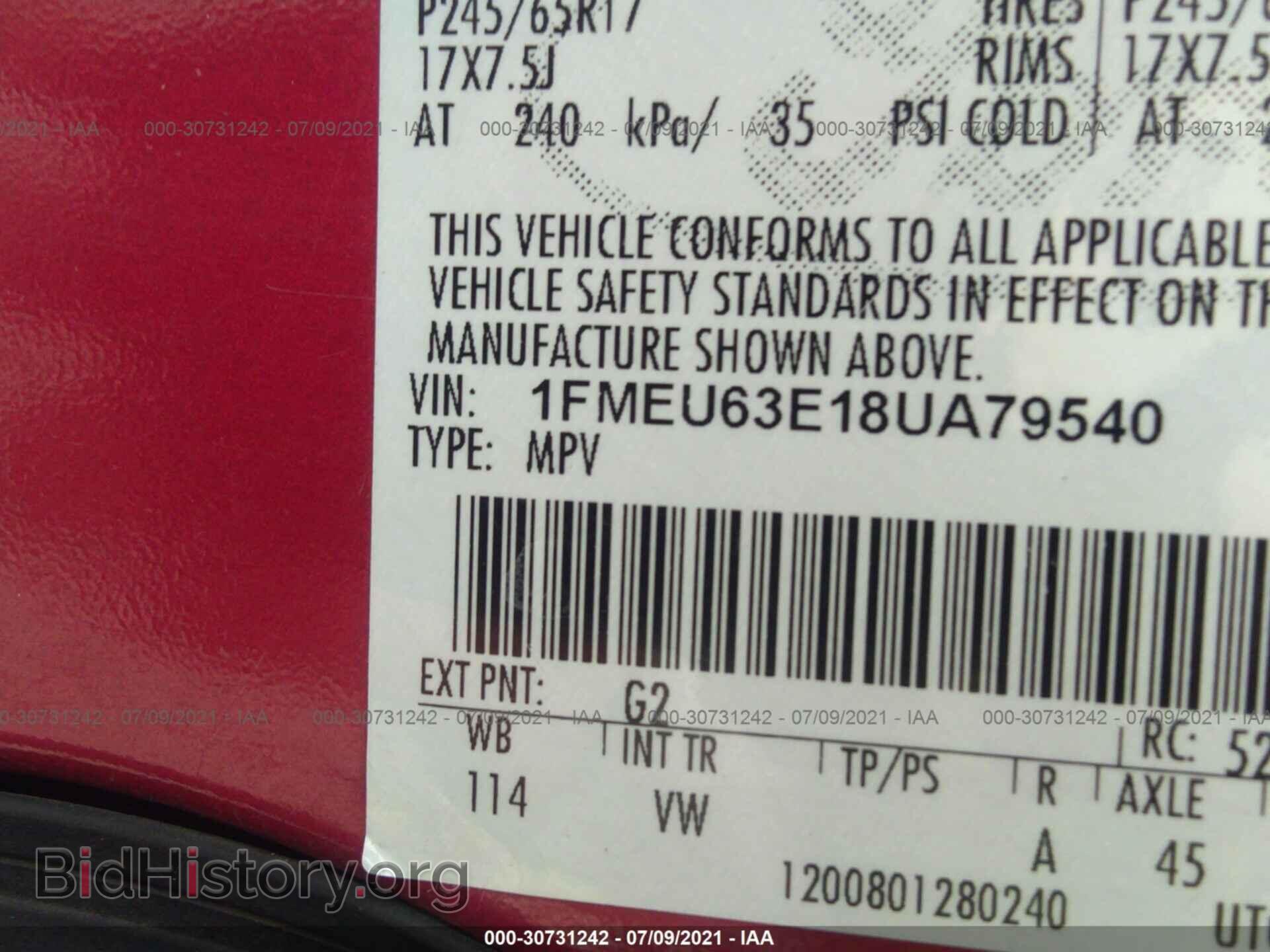 2008 FORD EXPLORER - VIN: 1FMEU63E18UA79540 - Фото 9