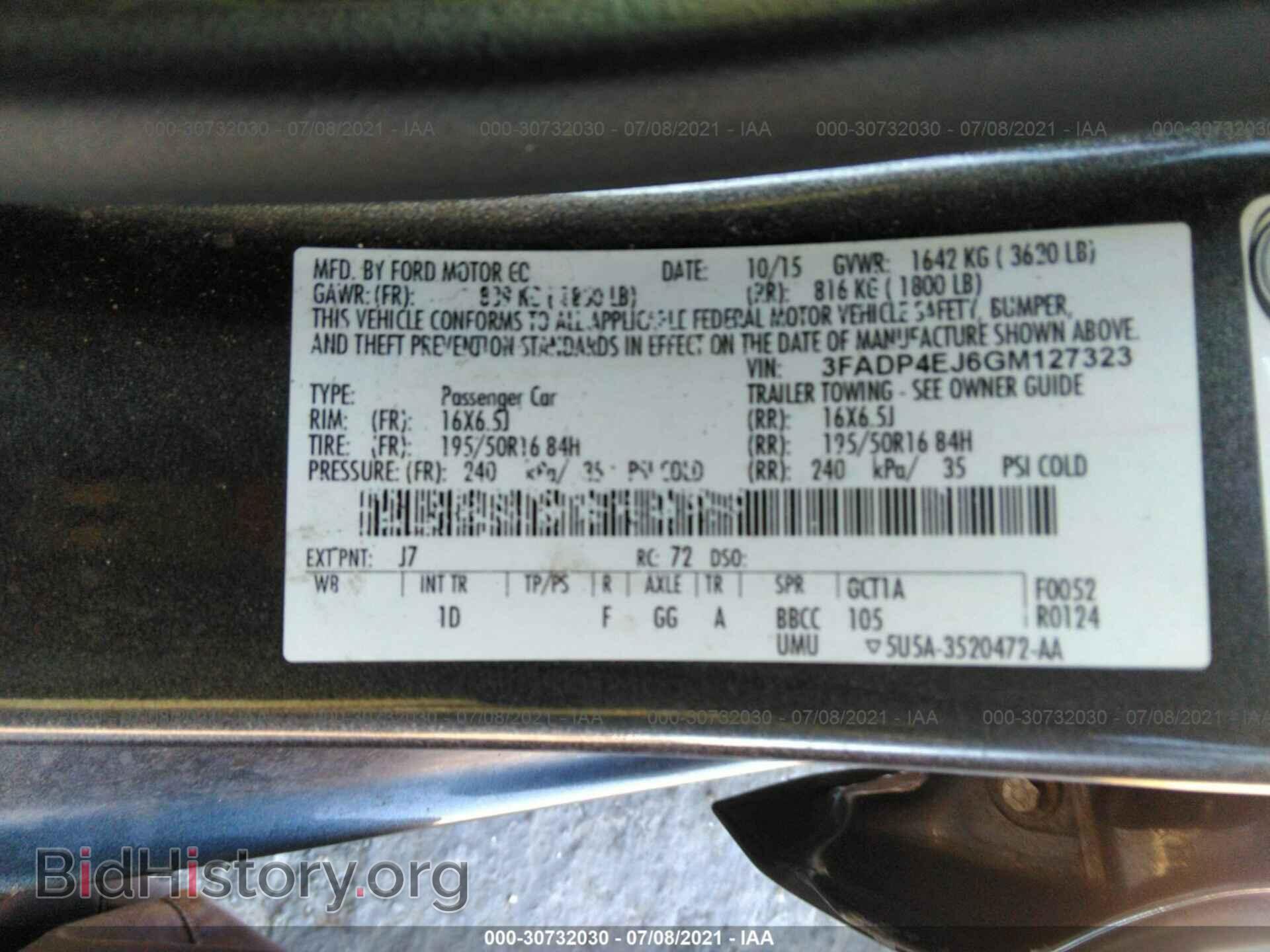 2016 FORD FIESTA - VIN: 3FADP4EJ6GM127323 - Фото 9