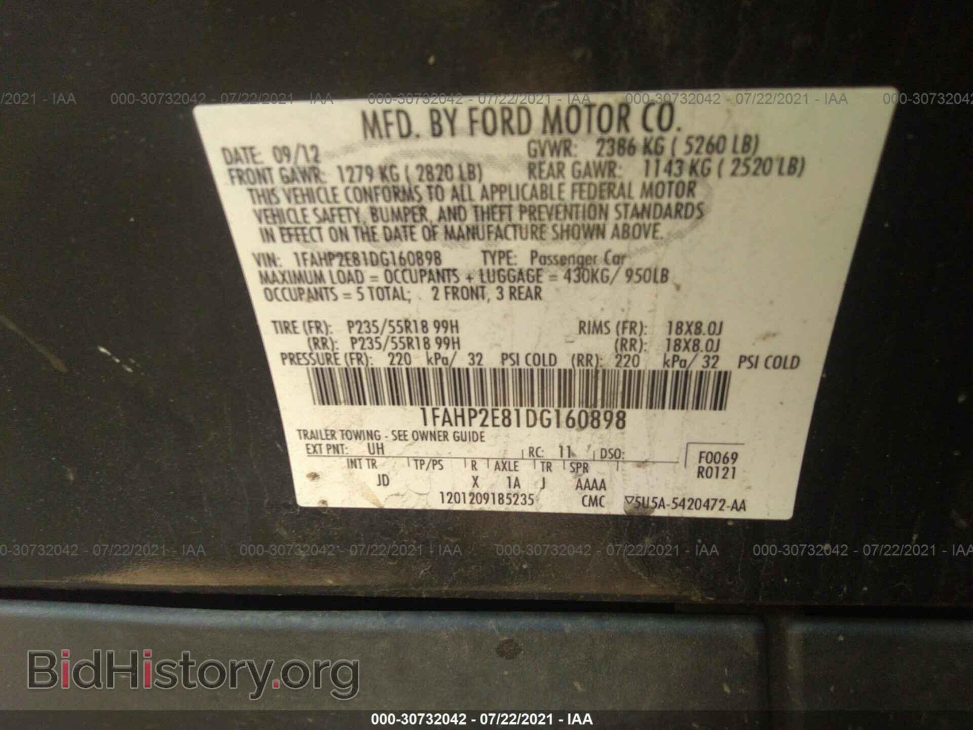 2013 FORD TAURUS - VIN: 1FAHP2E81DG160898 - Photo 9