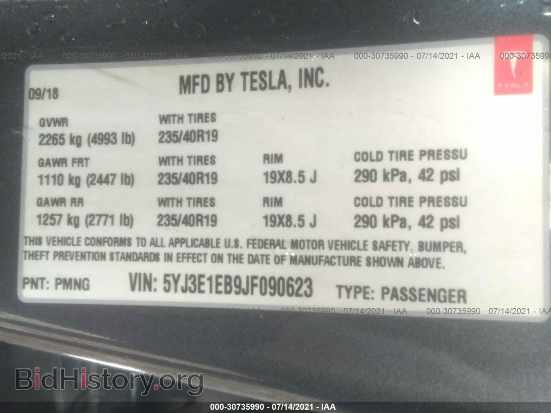 2018 TESLA MODEL 3 - VIN: 5YJ3E1EB9JF090623 - Photo 9