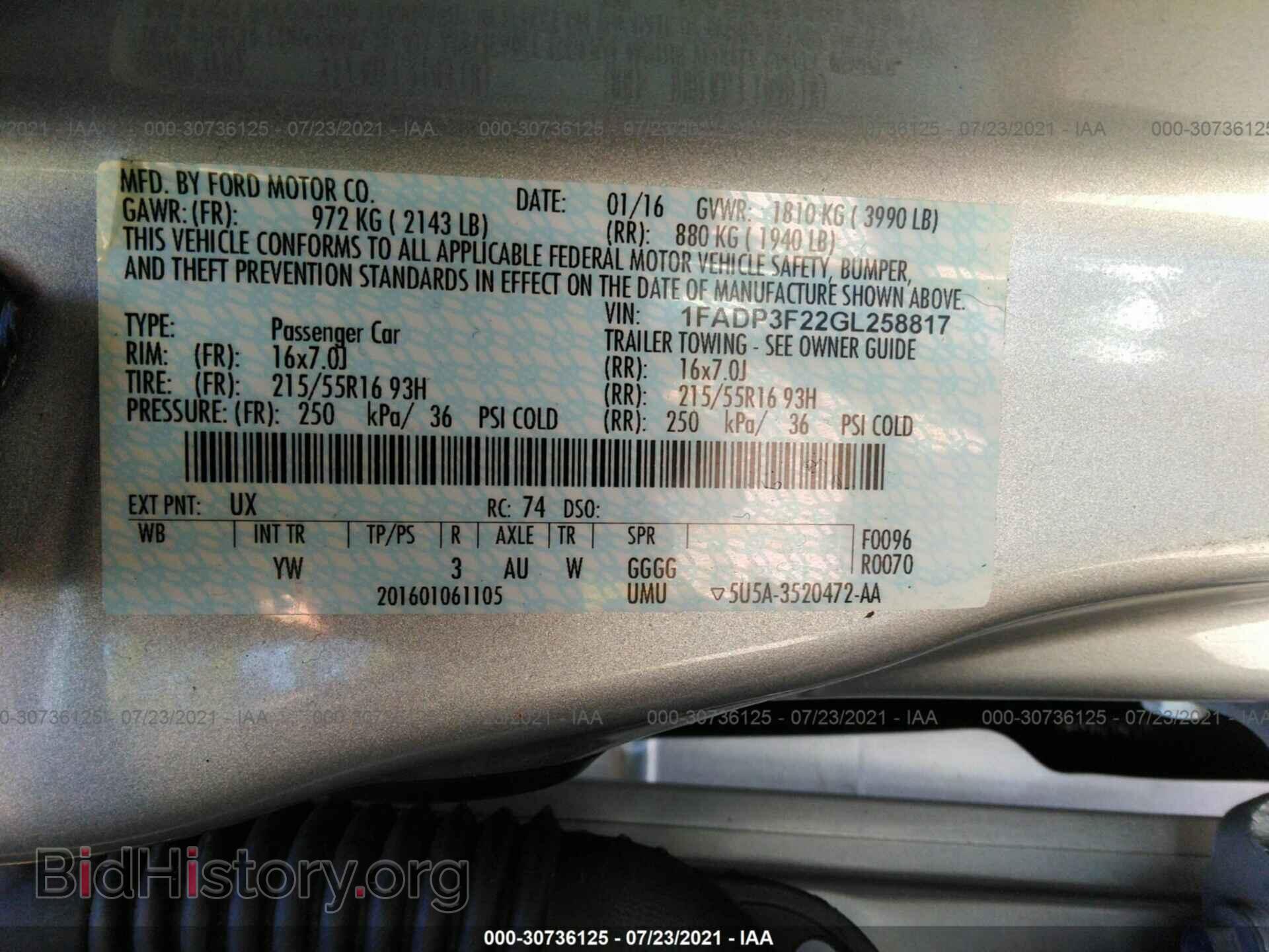 2016 FORD FOCUS - VIN: 1FADP3F22GL258817 - Фото 9
