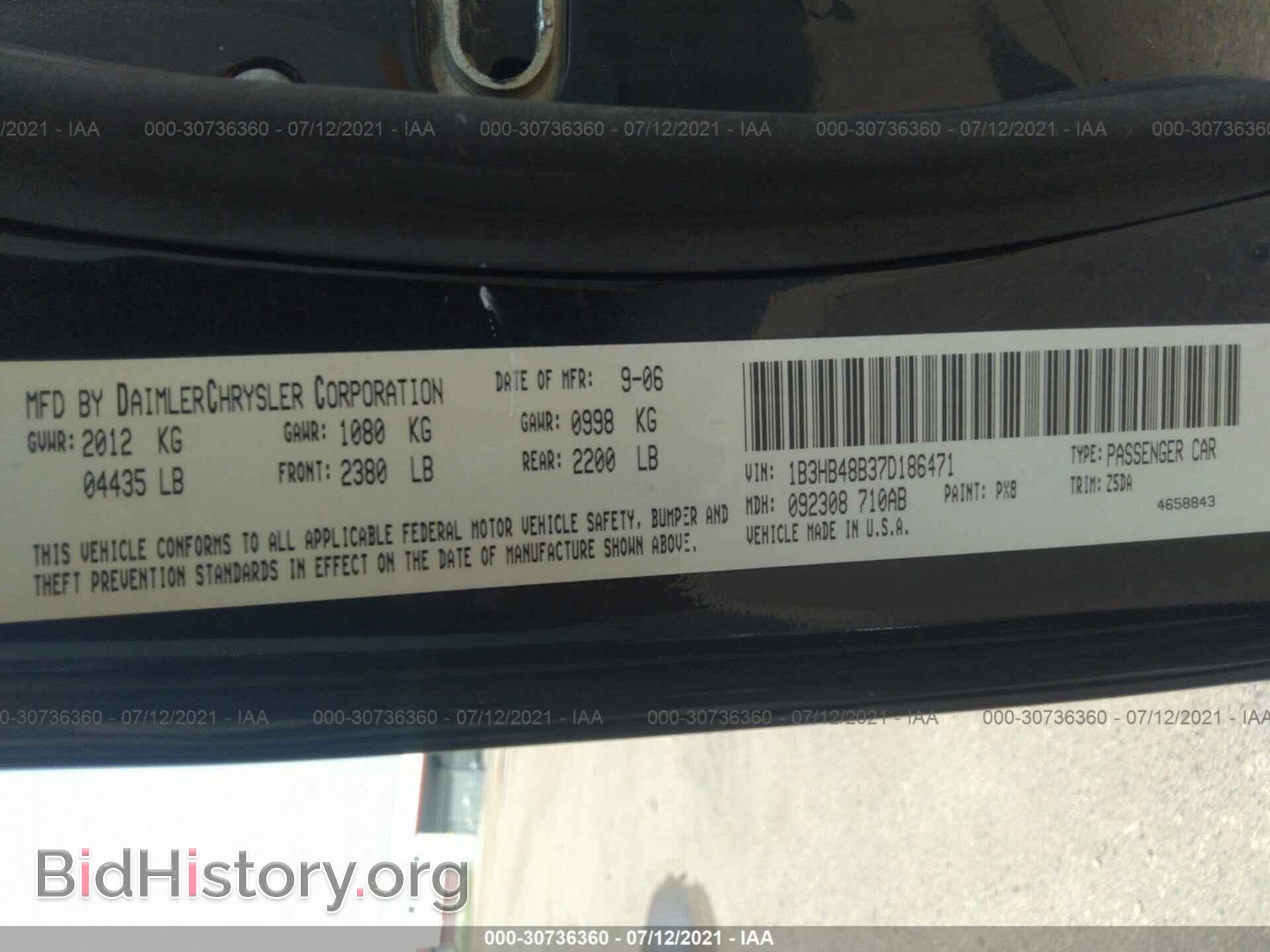 2007 DODGE CALIBER - VIN: 1B3HB48B37D186471 - Фото 9