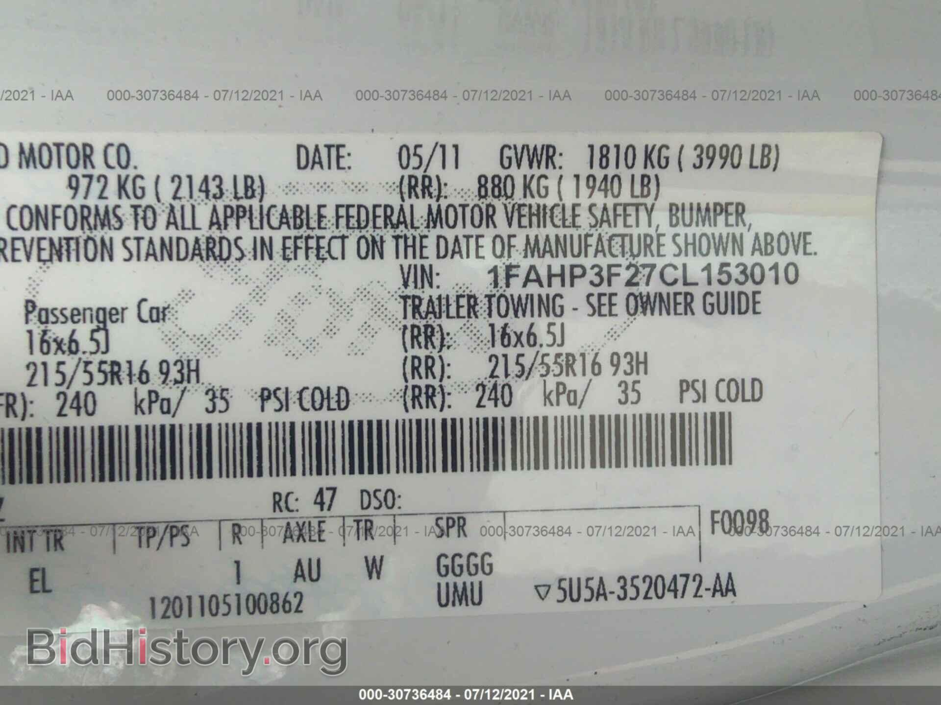 2012 FORD FOCUS - VIN: 1FAHP3F27CL153010 - Фото 9