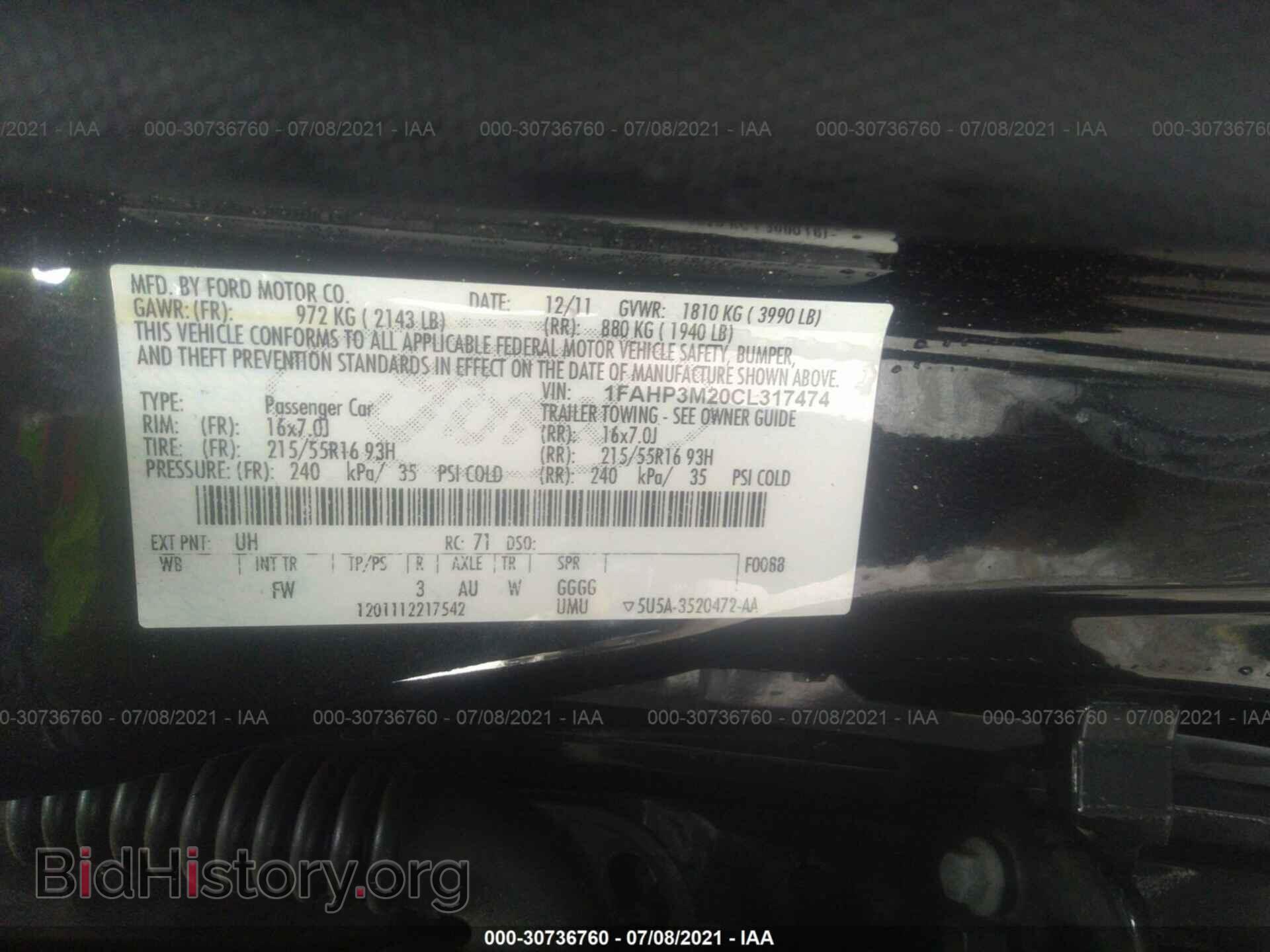 2012 FORD FOCUS - VIN: 1FAHP3M20CL317474 - Фото 9