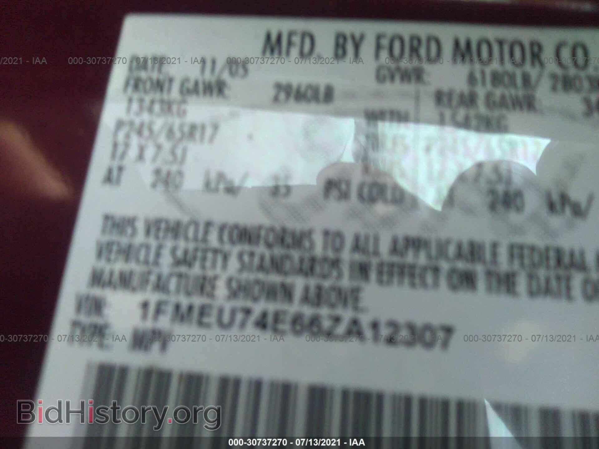 2006 FORD EXPLORER - VIN: 1FMEU74E66ZA12307 - Фото 9