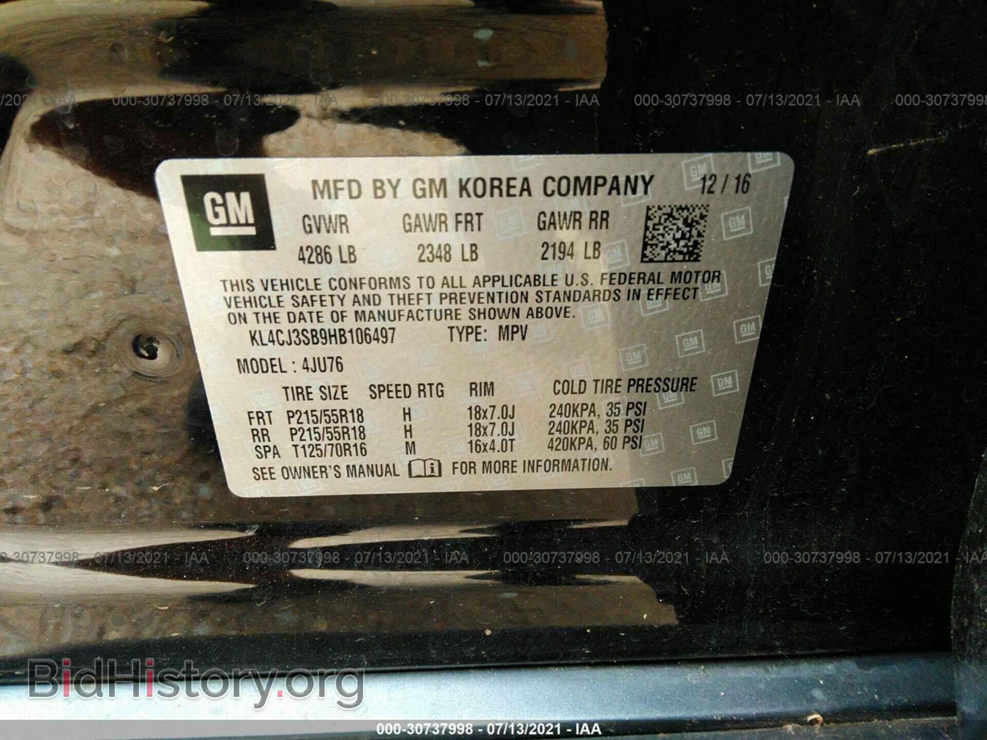 2017 BUICK ENCORE - VIN: KL4CJ3SB9HB106497 - Фото 9