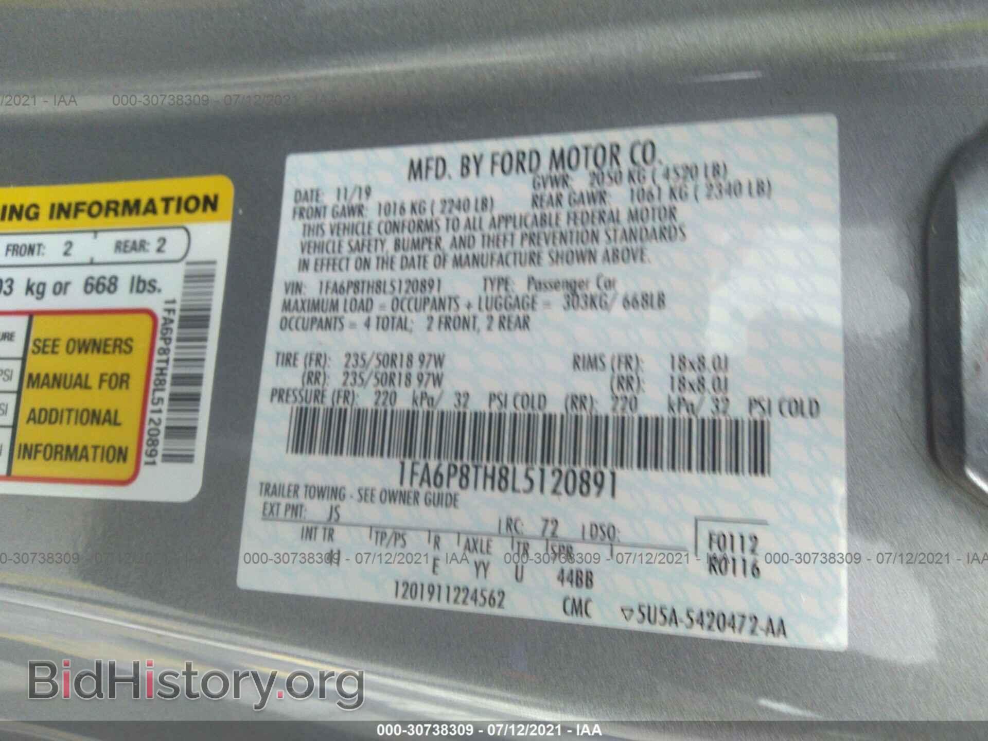 2020 FORD MUSTANG - VIN: 1FA6P8TH8L5120891 - Фото 9