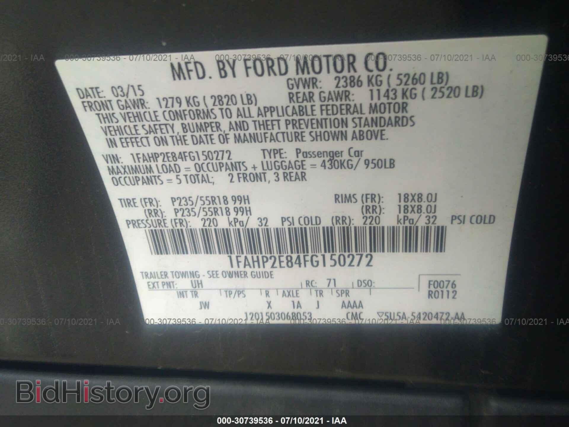 2015 FORD TAURUS - VIN: 1FAHP2E84FG150272 - Photo 9