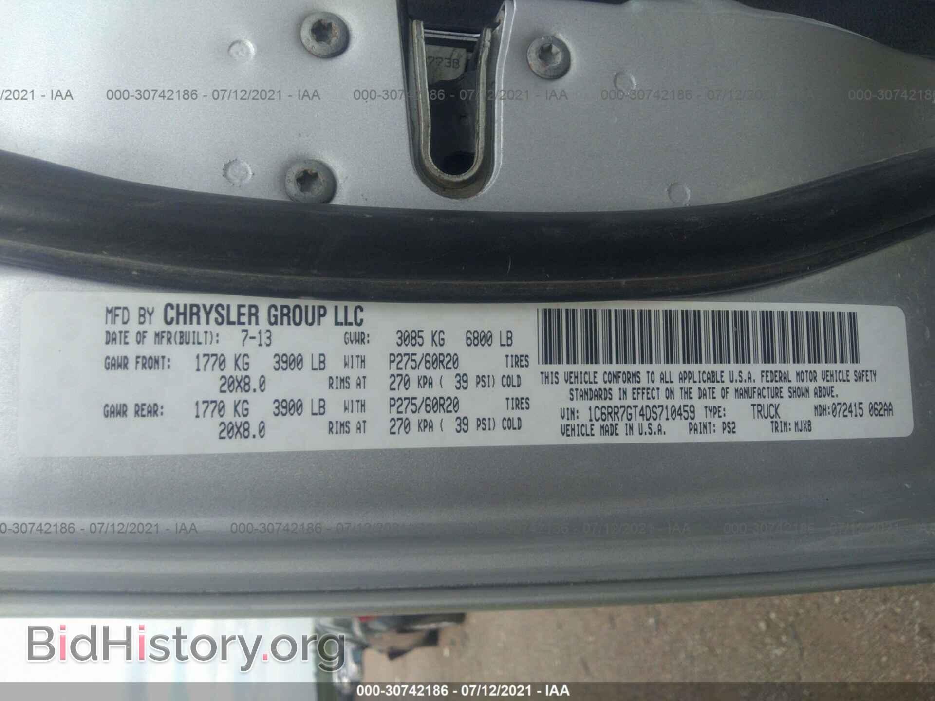 2013 RAM 1500 - VIN: 1C6RR7GT4DS710459 - Фото 9