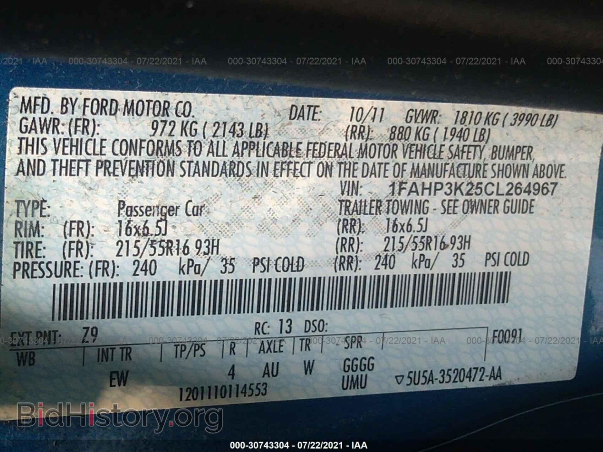 2012 FORD FOCUS - VIN: 1FAHP3K25CL264967 - Photo 9