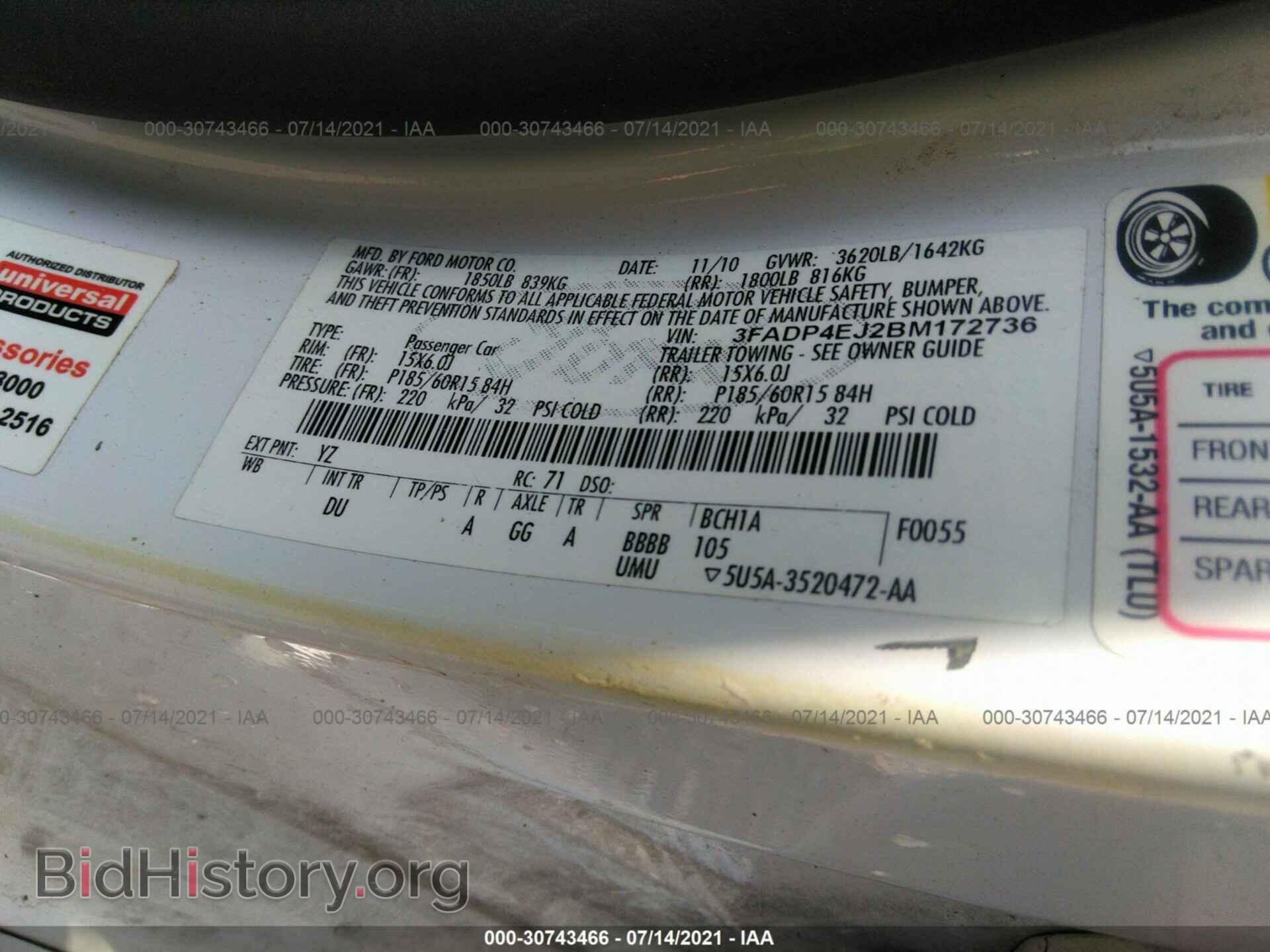 2011 FORD FIESTA - VIN: 3FADP4EJ2BM172736 - Фото 9