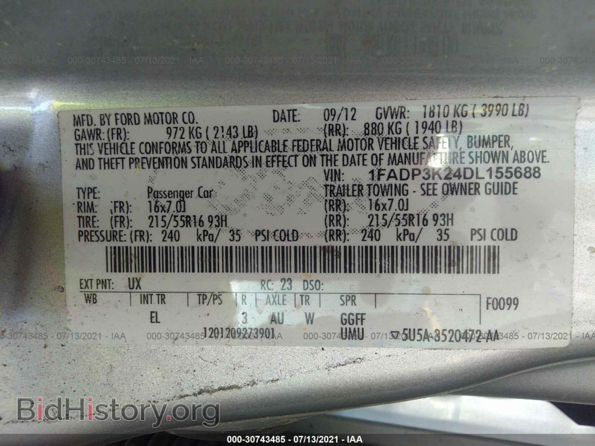 2013 FORD FOCUS - VIN: 1FADP3K24DL155688 - Фото 9