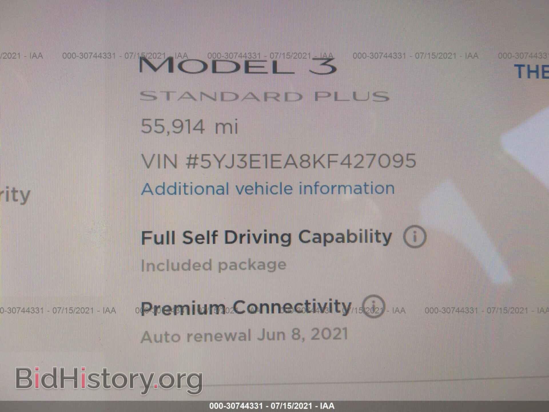 2019 TESLA MODEL 3 - VIN: 5YJ3E1EA8KF427095 - Photo 7