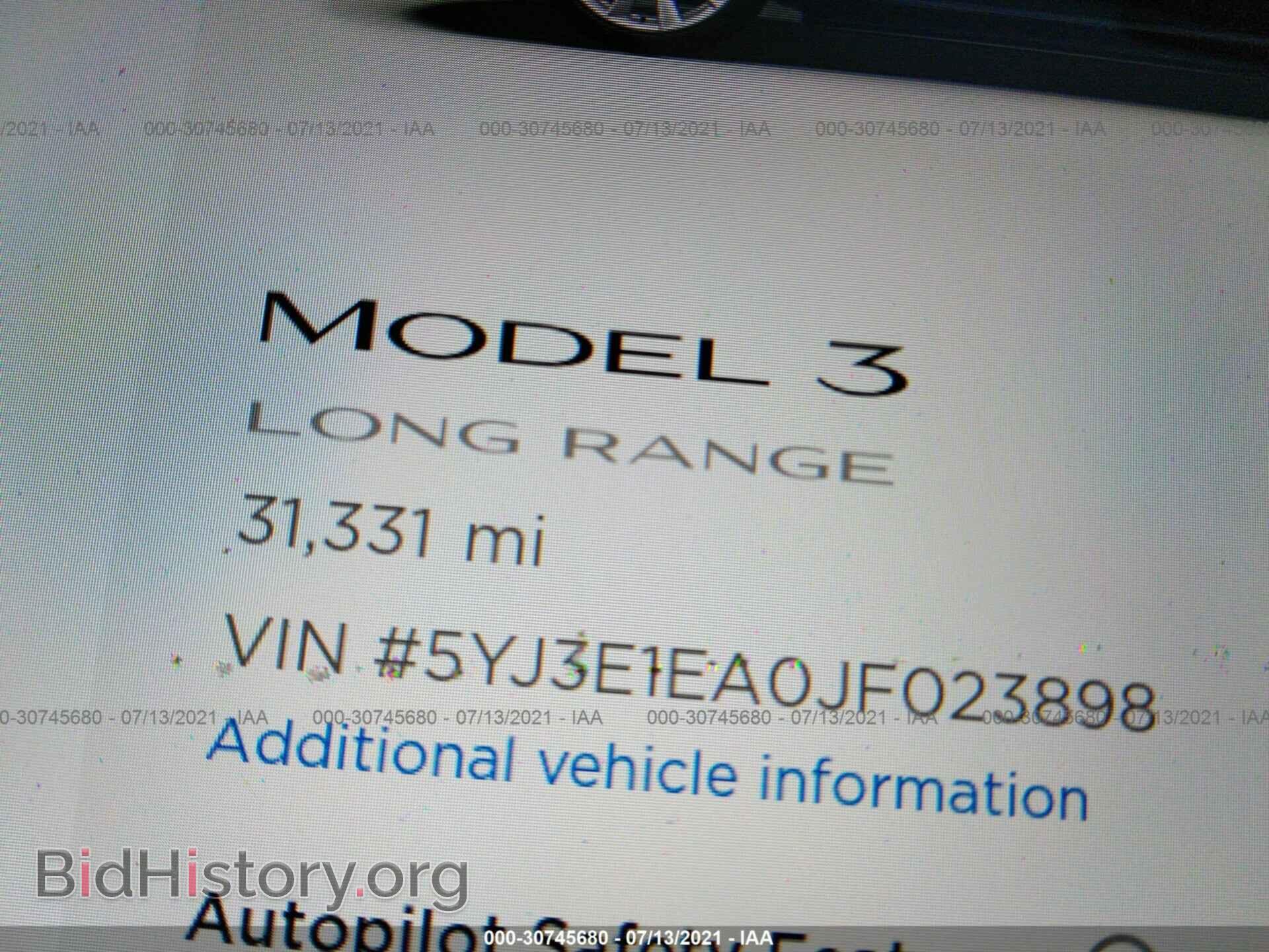 2018 TESLA MODEL 3 - VIN: 5YJ3E1EA0JF023898 - Фото 7