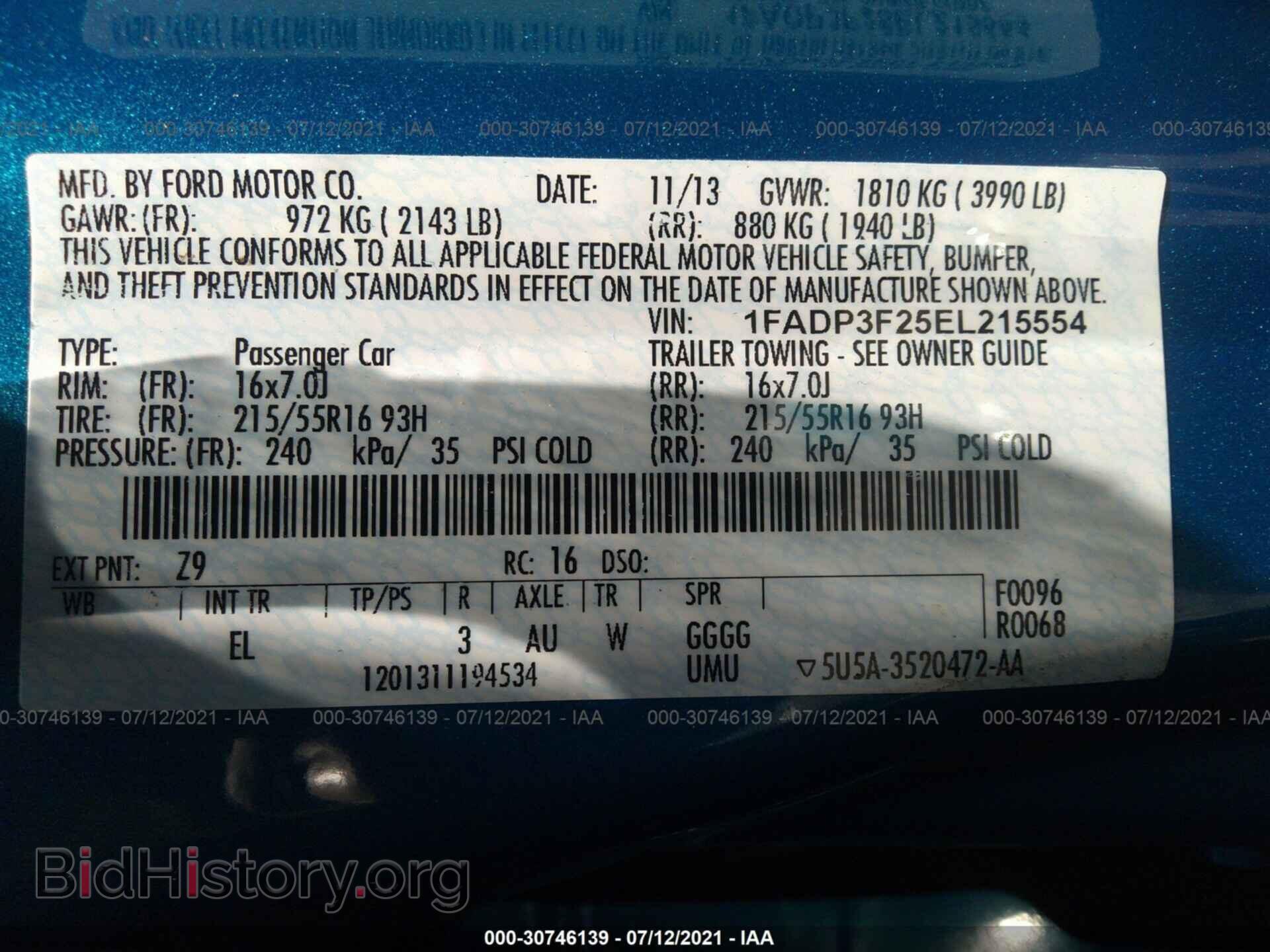 2014 FORD FOCUS - VIN: 1FADP3F25EL215554 - Фото 9