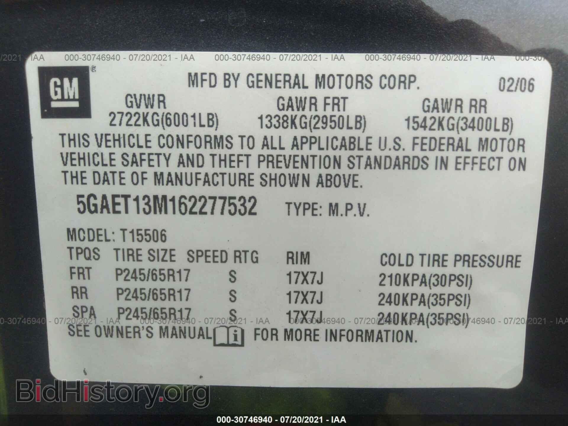 2006 BUICK RAINIER - VIN: 5GAET13M162277532 - Фото 9