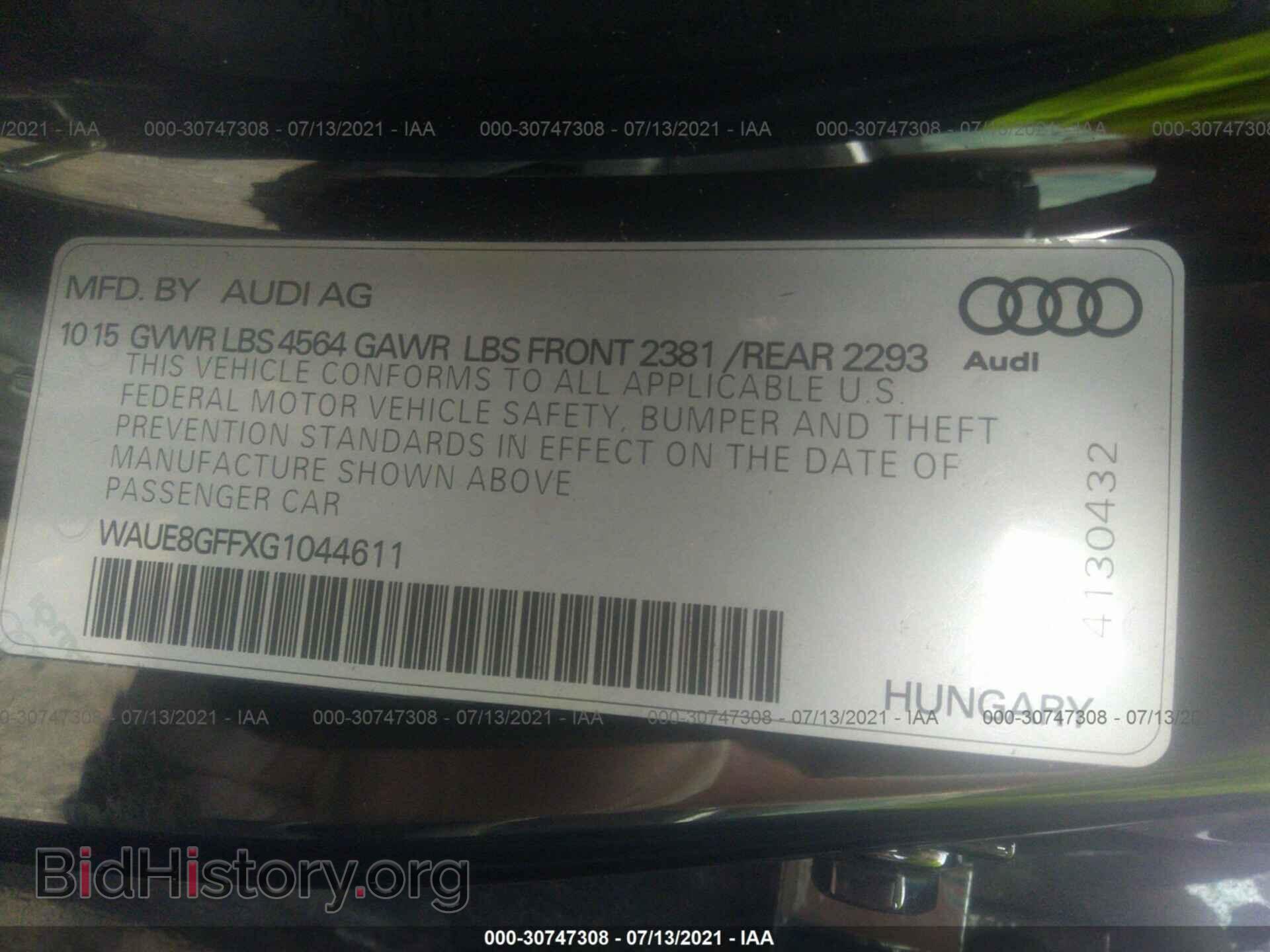2016 AUDI A3 - VIN: WAUE8GFFXG1044611 - Фото 9