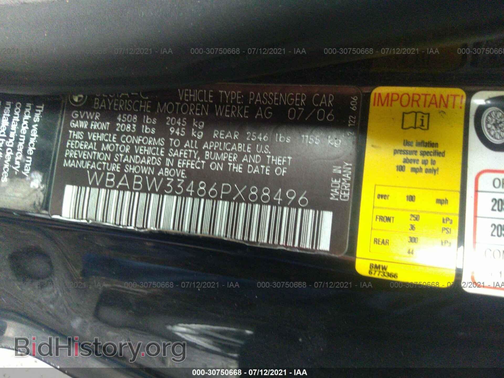 2006 BMW 3 SERIES - VIN: WBABW33486PX88496 - Фото 9