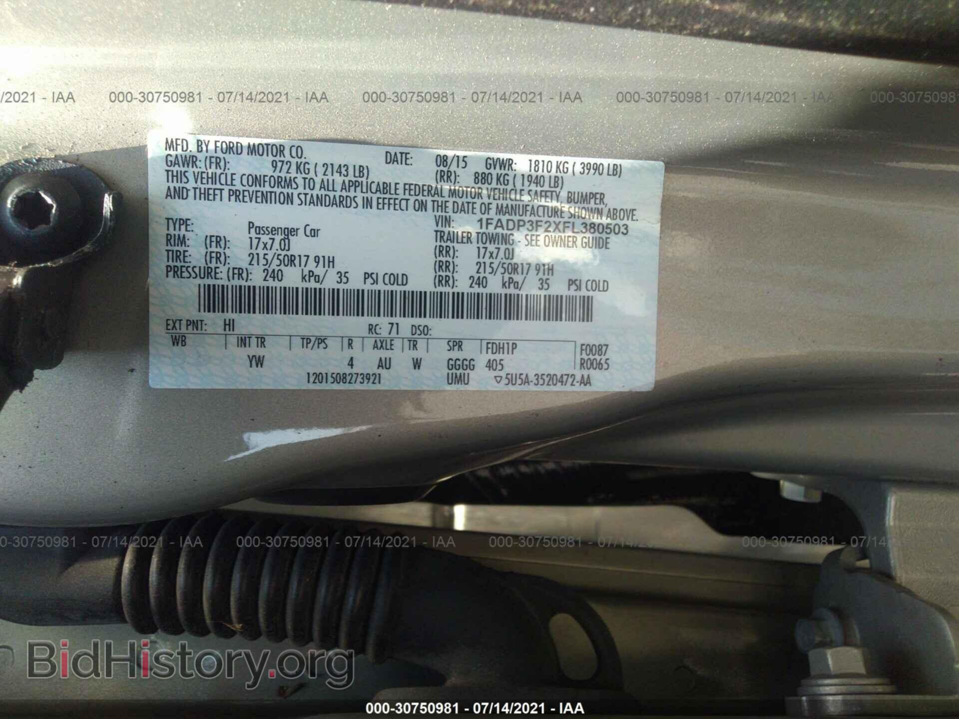 2015 FORD FOCUS - VIN: 1FADP3F2XFL380503 - Фото 9