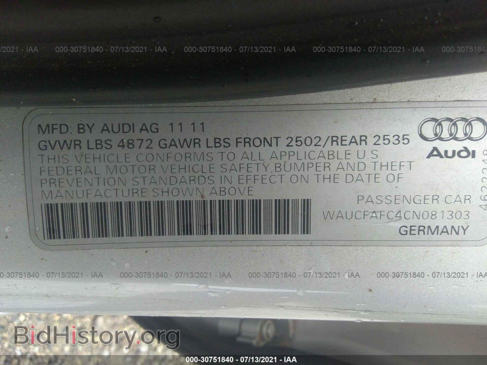2012 AUDI A6 - VIN: WAUCFAFC4CN081303 - Фото 9