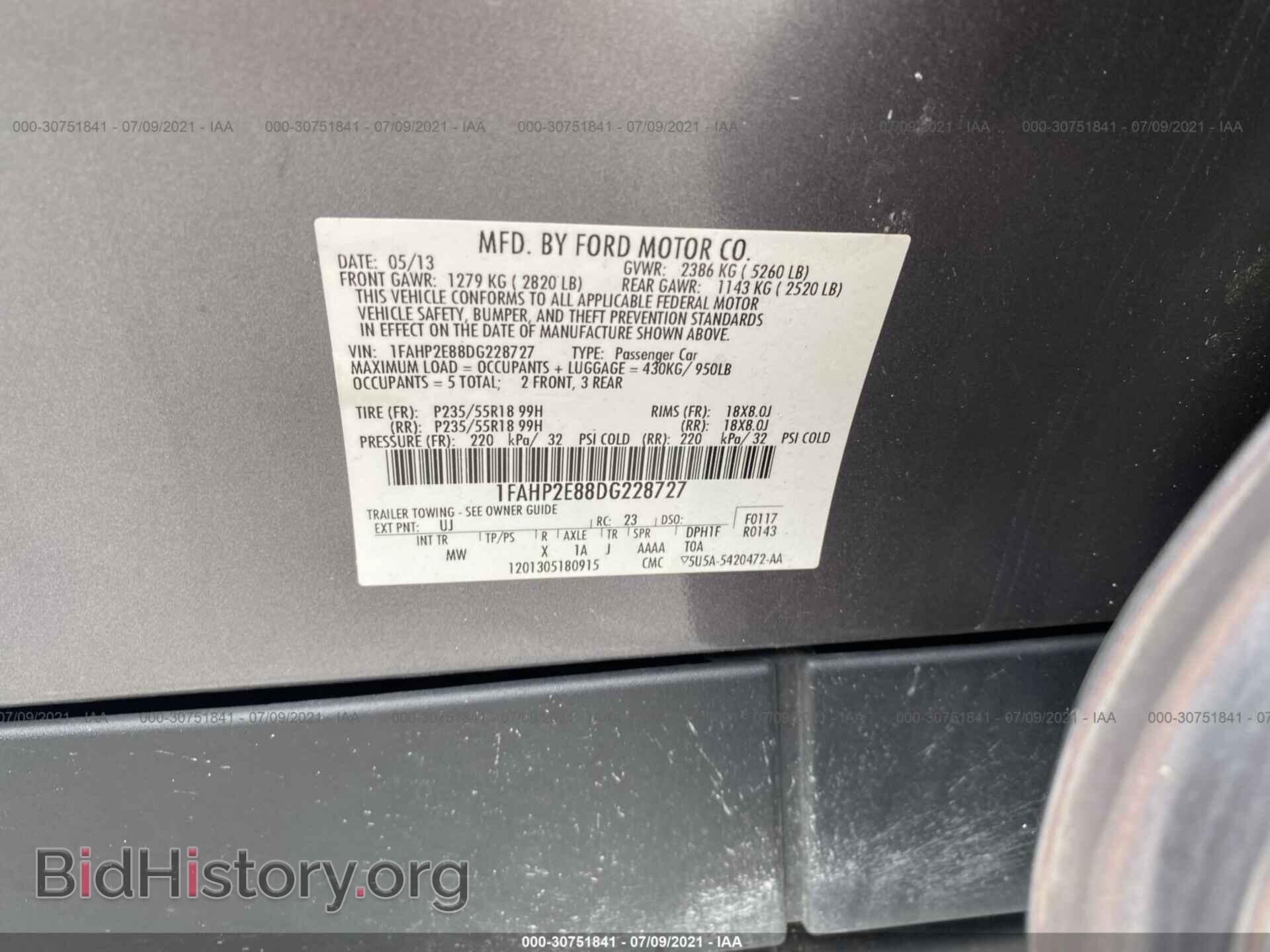 2013 FORD TAURUS - VIN: 1FAHP2E88DG228727 - Фото 9
