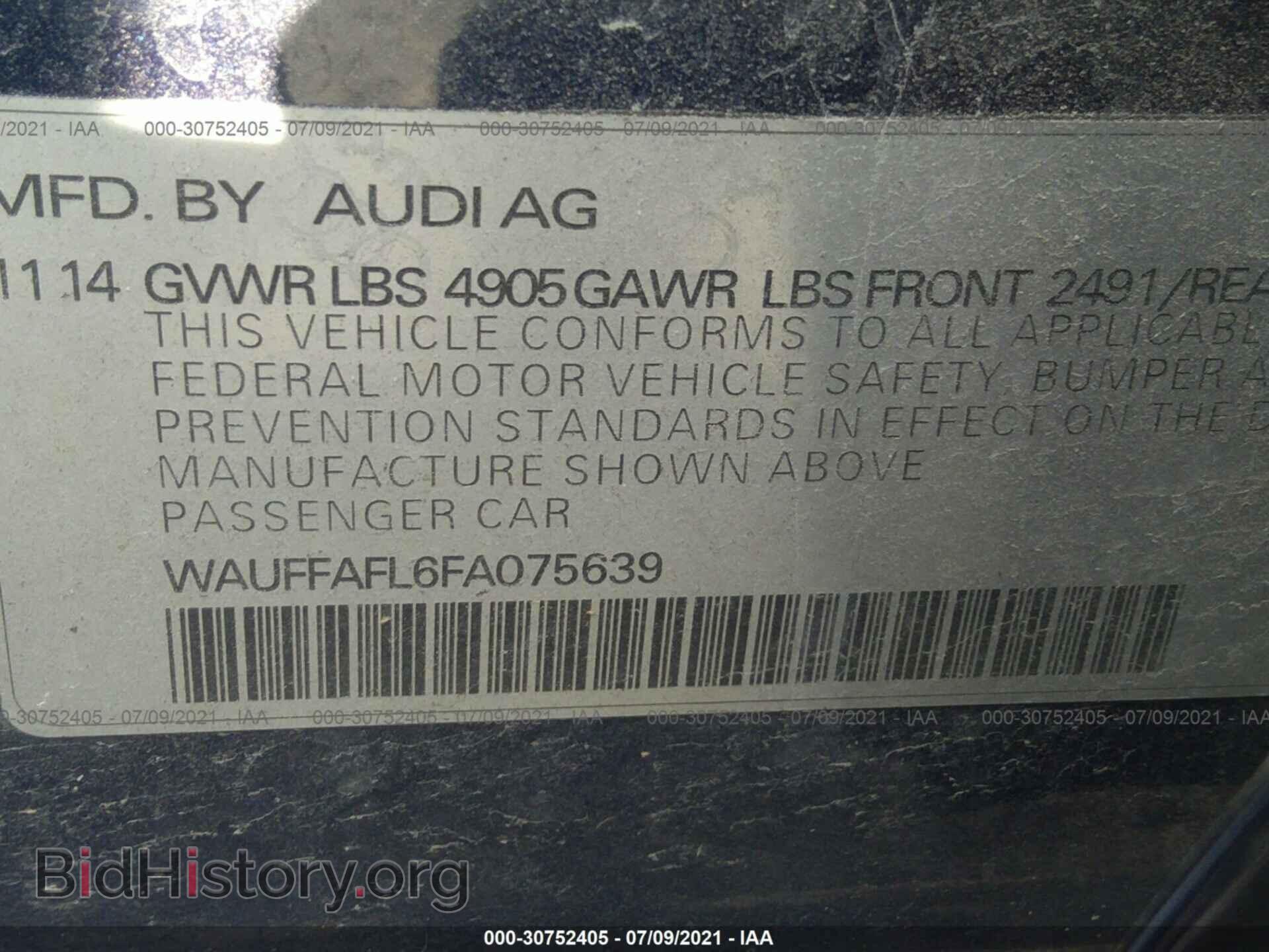 2015 AUDI A4 - VIN: WAUFFAFL6FA075639 - Фото 9