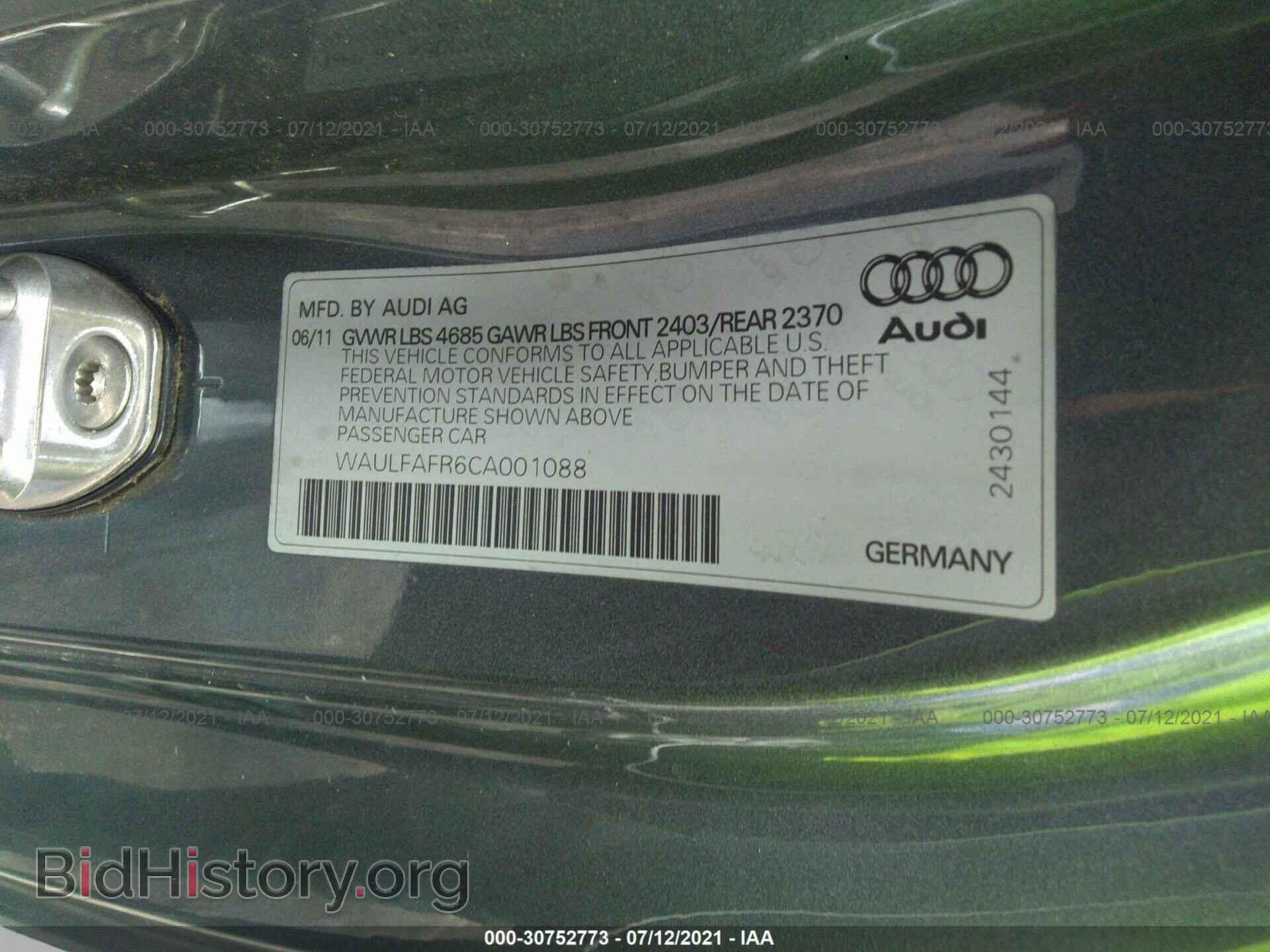 2012 AUDI A5 - VIN: WAULFAFR6CA001088 - Photo 9