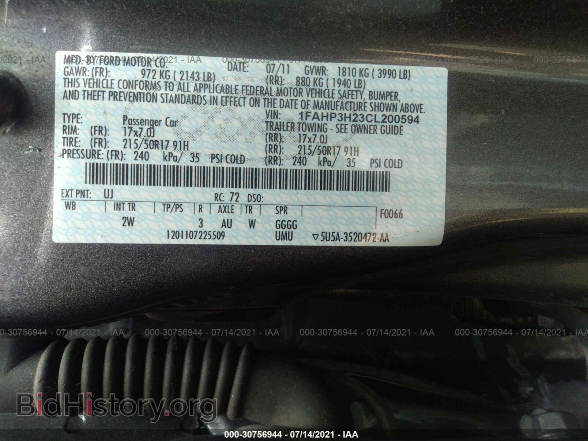 2012 FORD FOCUS - VIN: 1FAHP3H23CL200594 - Фото 9