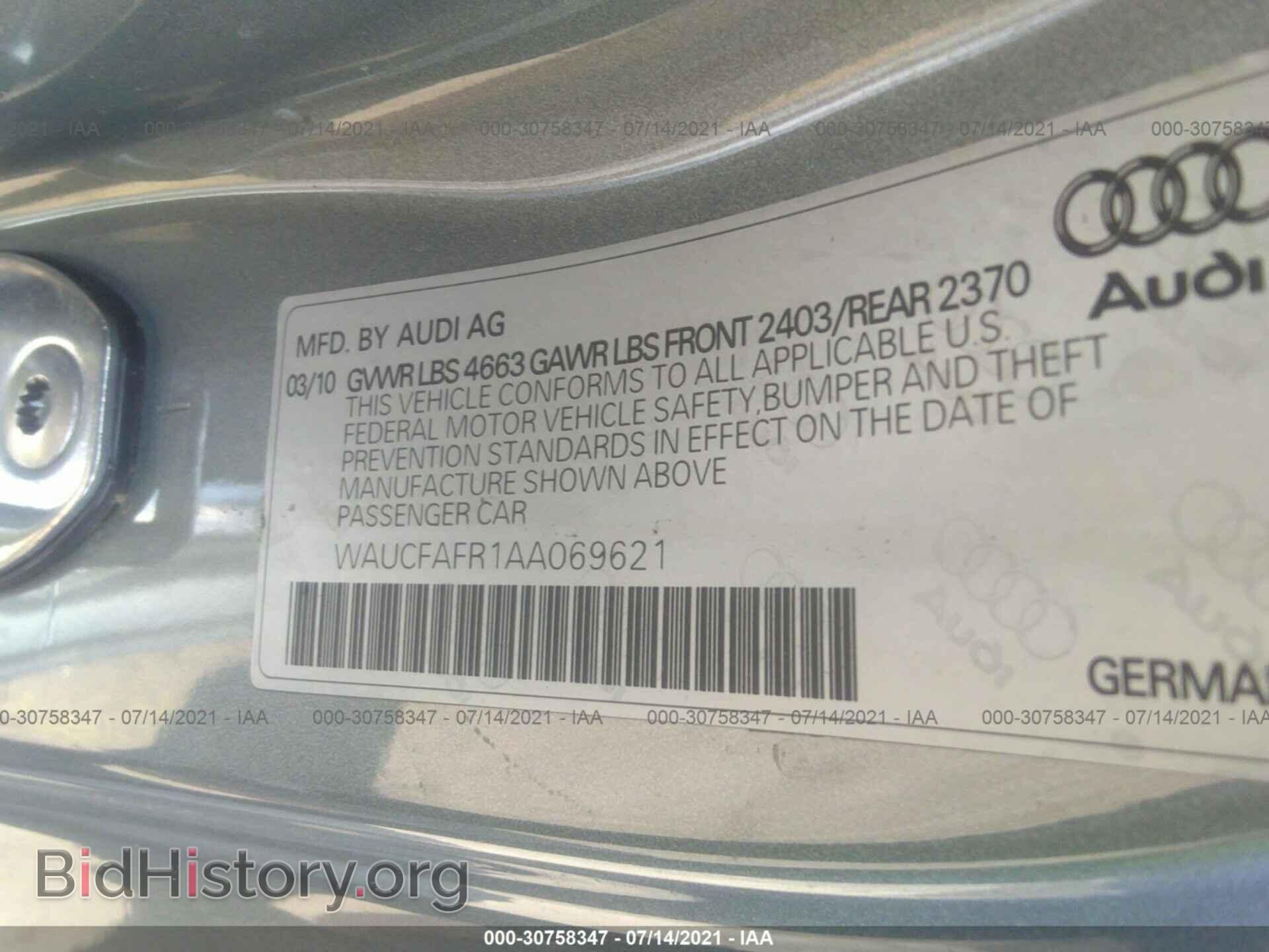 2010 AUDI A5 - VIN: WAUCFAFR1AA069621 - Photo 9
