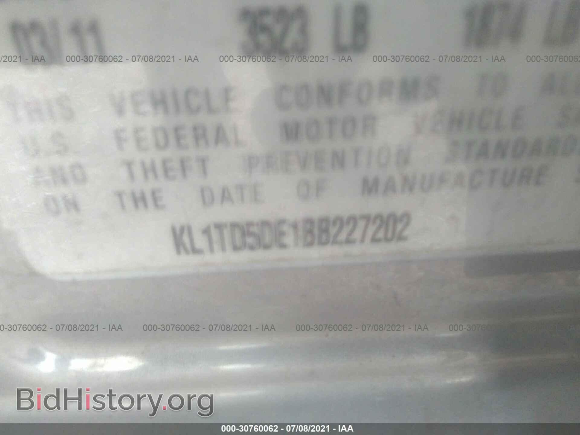 2011 CHEVROLET AVEO - VIN: KL1TD5DE1BB227202 - Фото 9