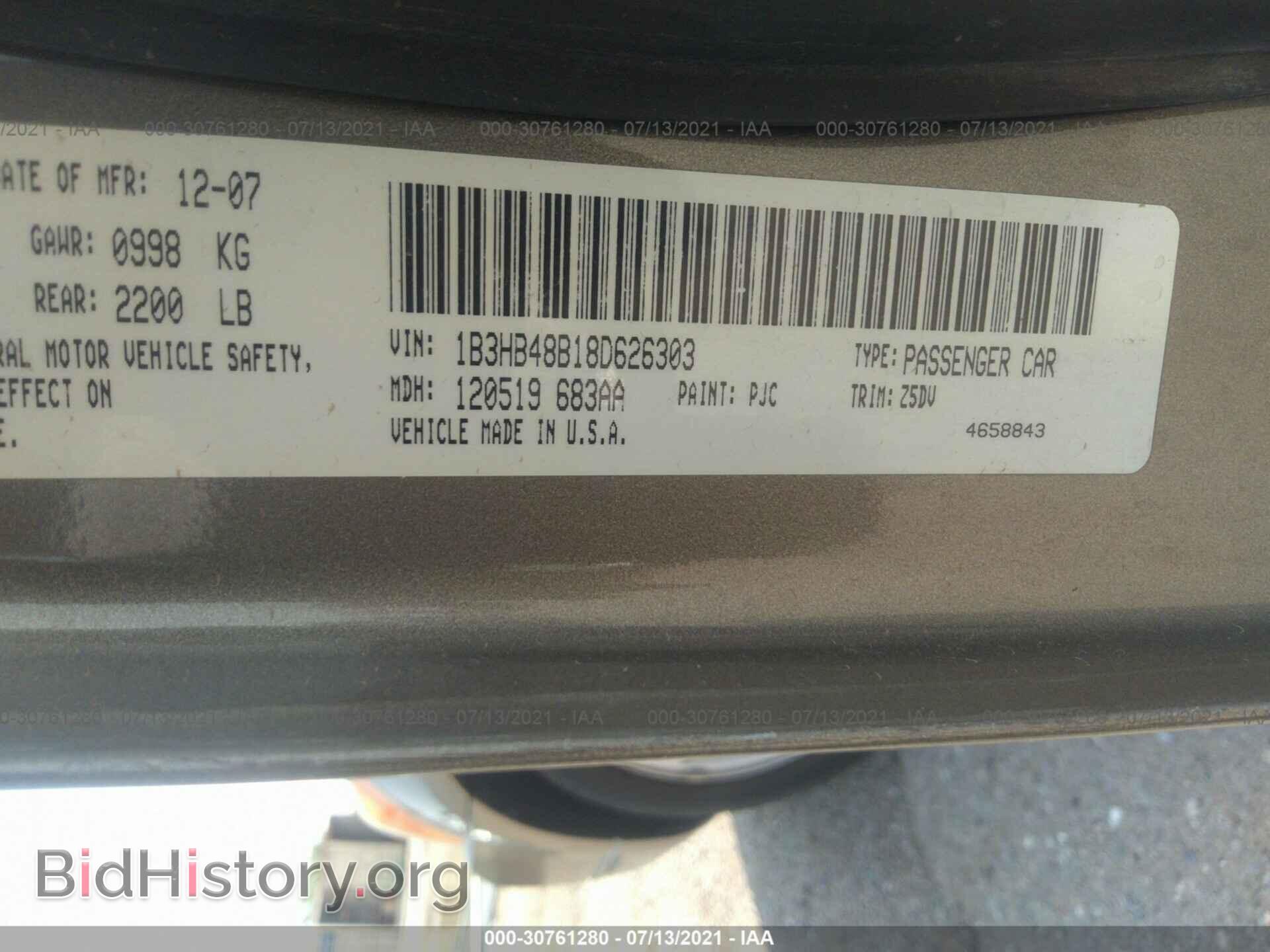 2008 DODGE CALIBER - VIN: 1B3HB48B18D626303 - Фото 9
