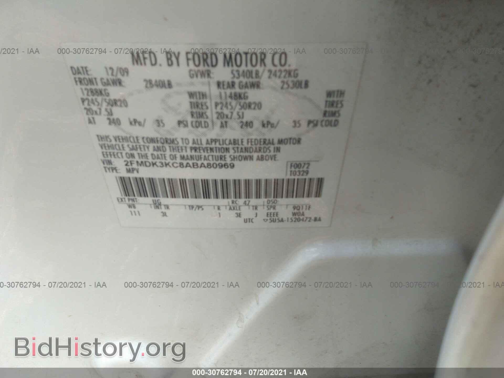 2010 FORD EDGE - VIN: 2FMDK3KC8ABA80969 - Фото 9