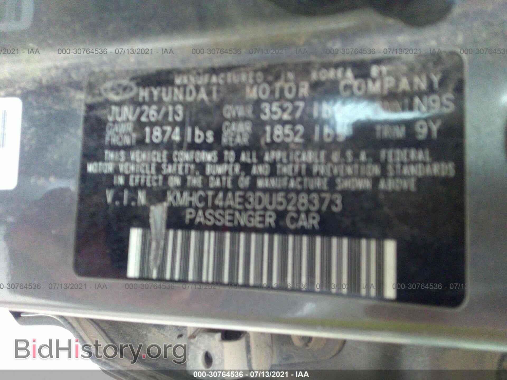 2013 HYUNDAI ACCENT - VIN: KMHCT4AE3DU528373 - Фото 9