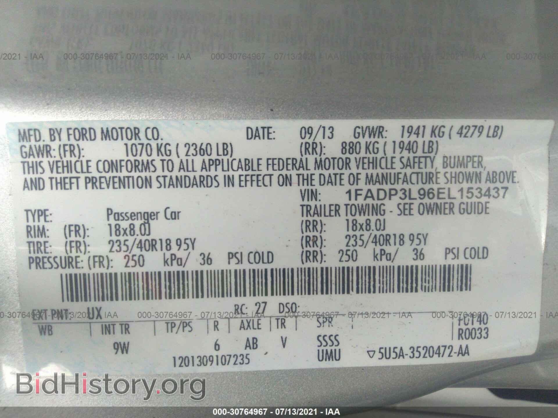 2014 FORD FOCUS - VIN: 1FADP3L96EL153437 - Фото 9