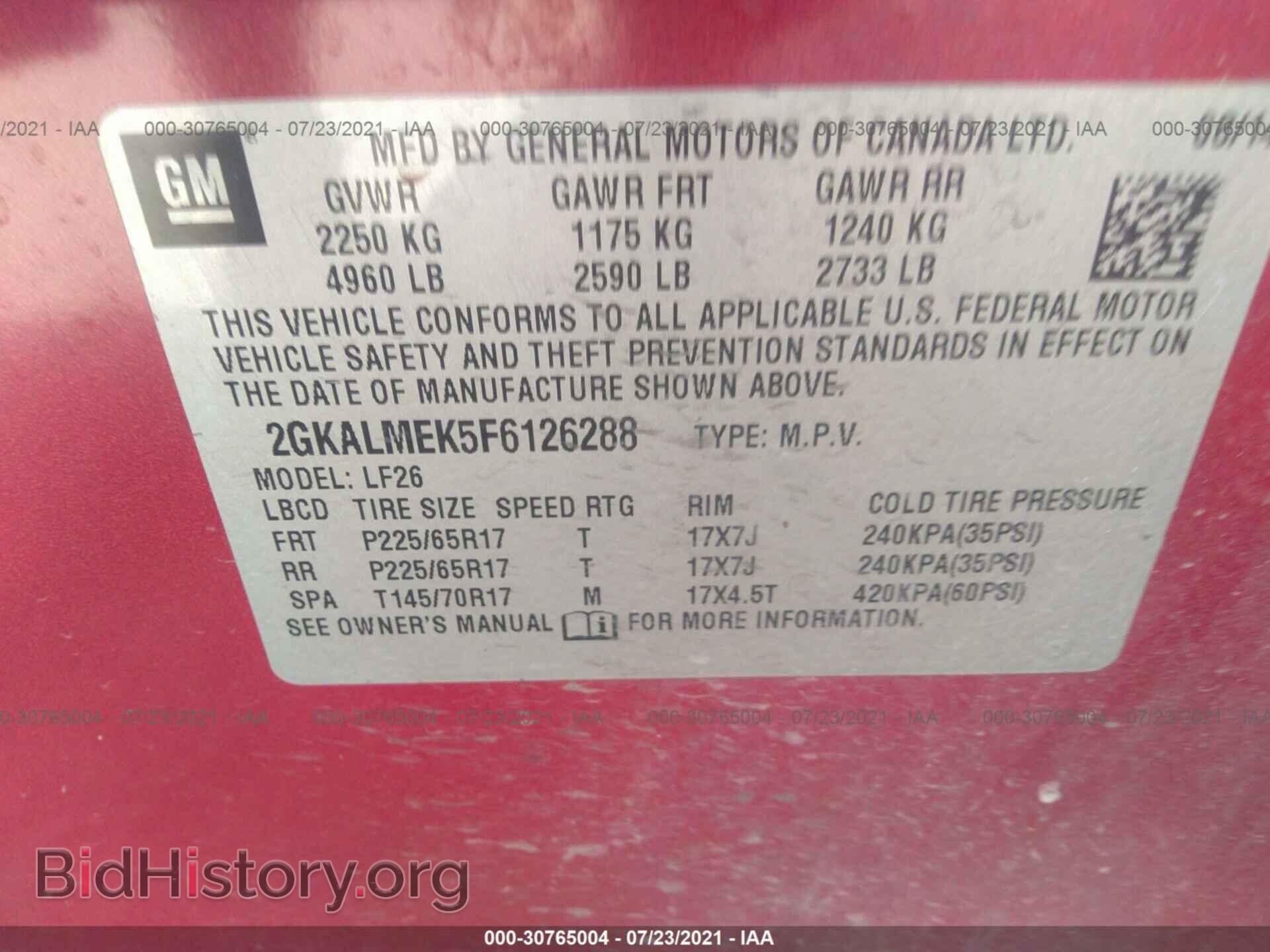 2015 GMC TERRAIN - VIN: 2GKALMEK5F6126288 - Photo 9